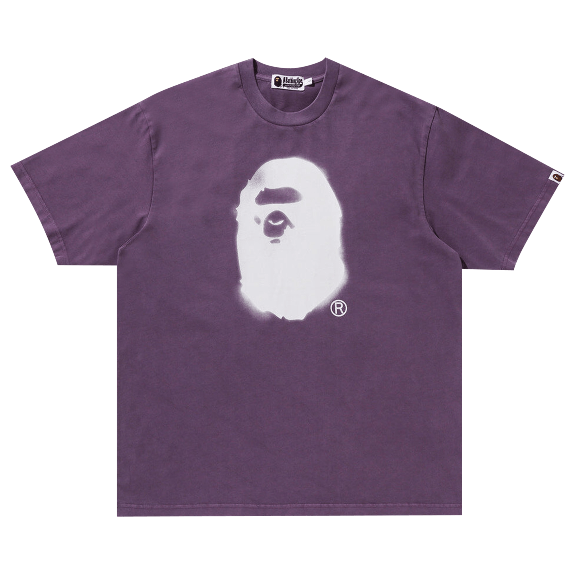 BAPE Spray Ape Head Garment Dyed Relaxed Fit Tee 'Purple'