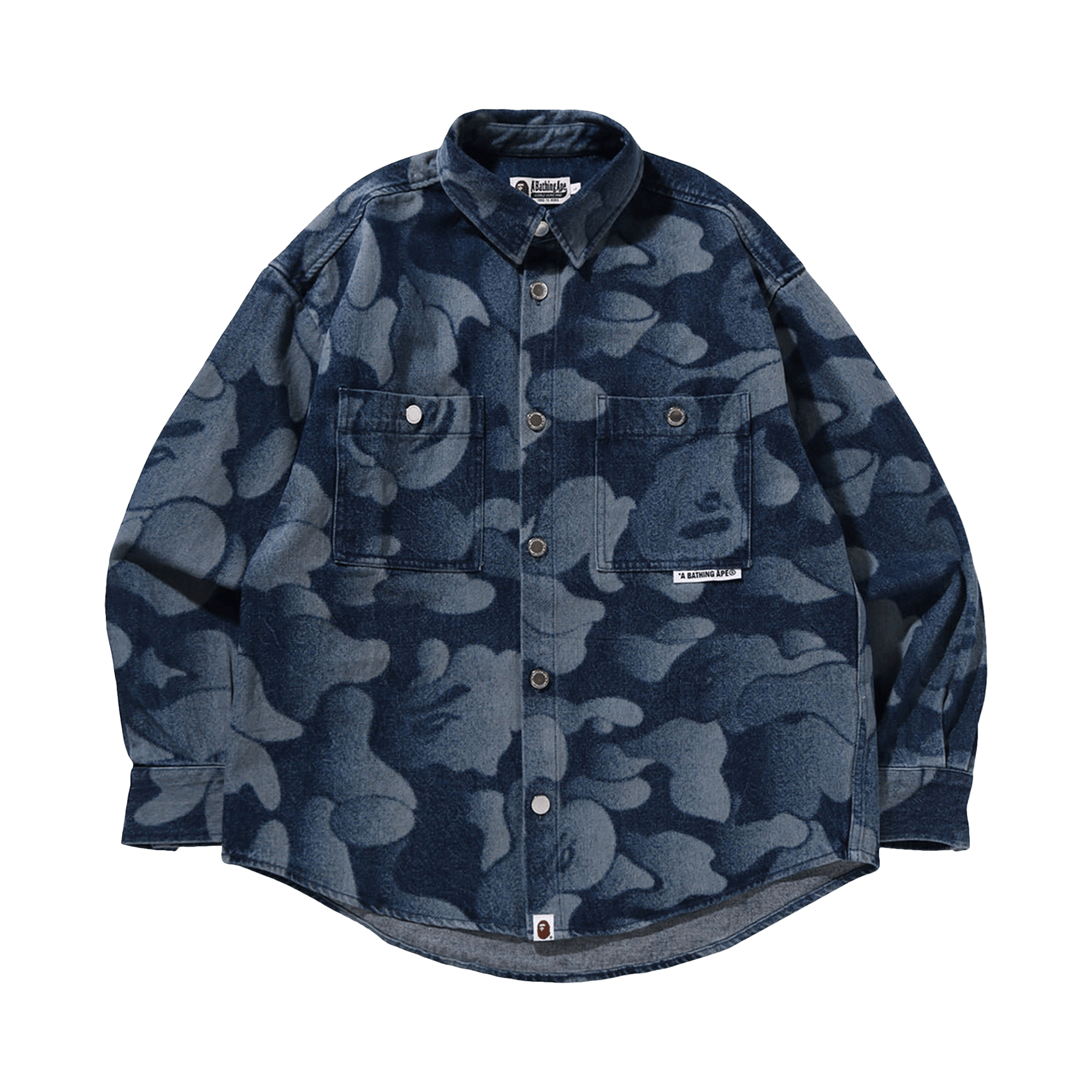 BAPE Solid Camo Laser Work Denim Shirt 'Indigo'