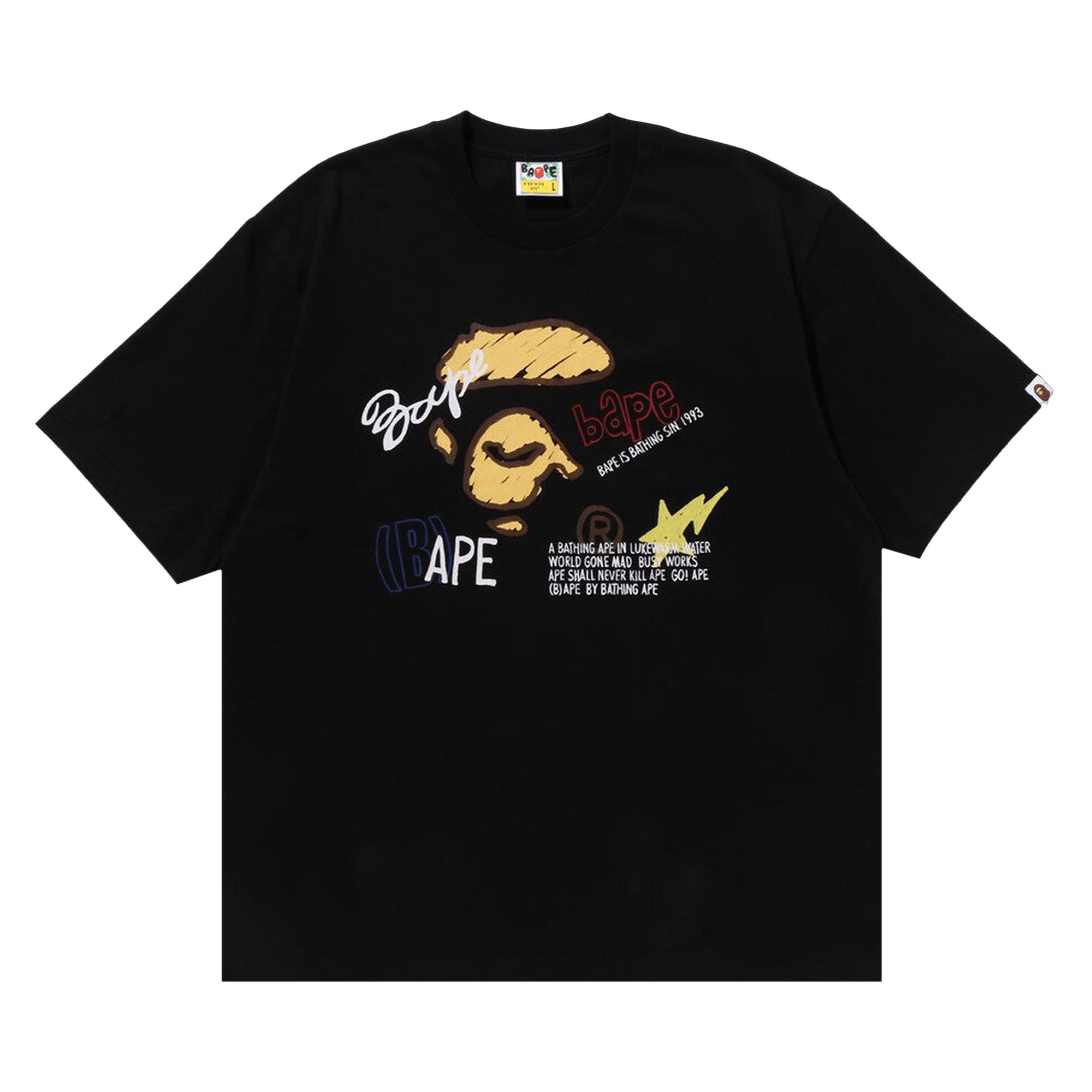 BAPE Hand Draw Graphic Relaxed Fit Tee 'Black'