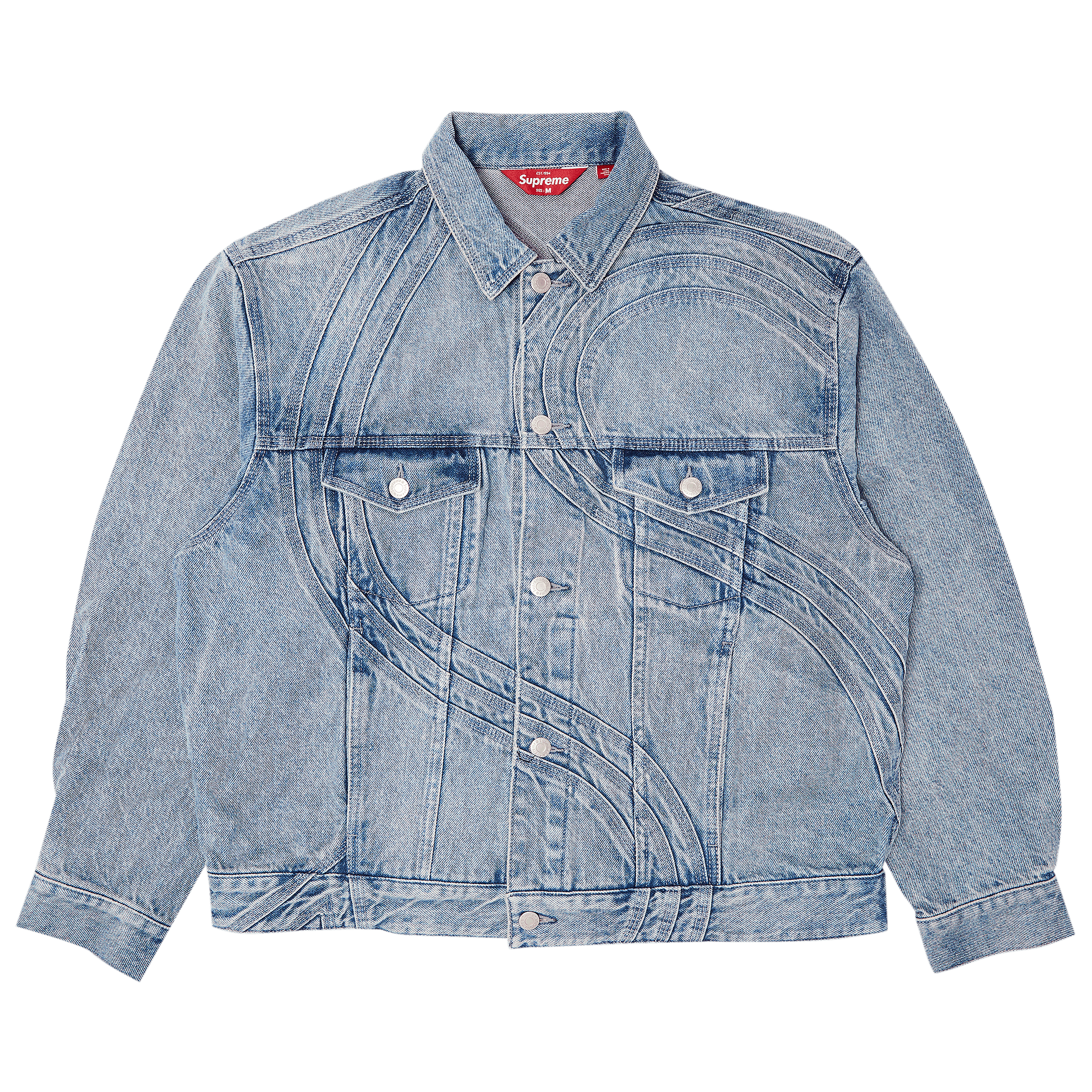 Supreme S Logo Denim Trucker Jacket 'Washed Blue'