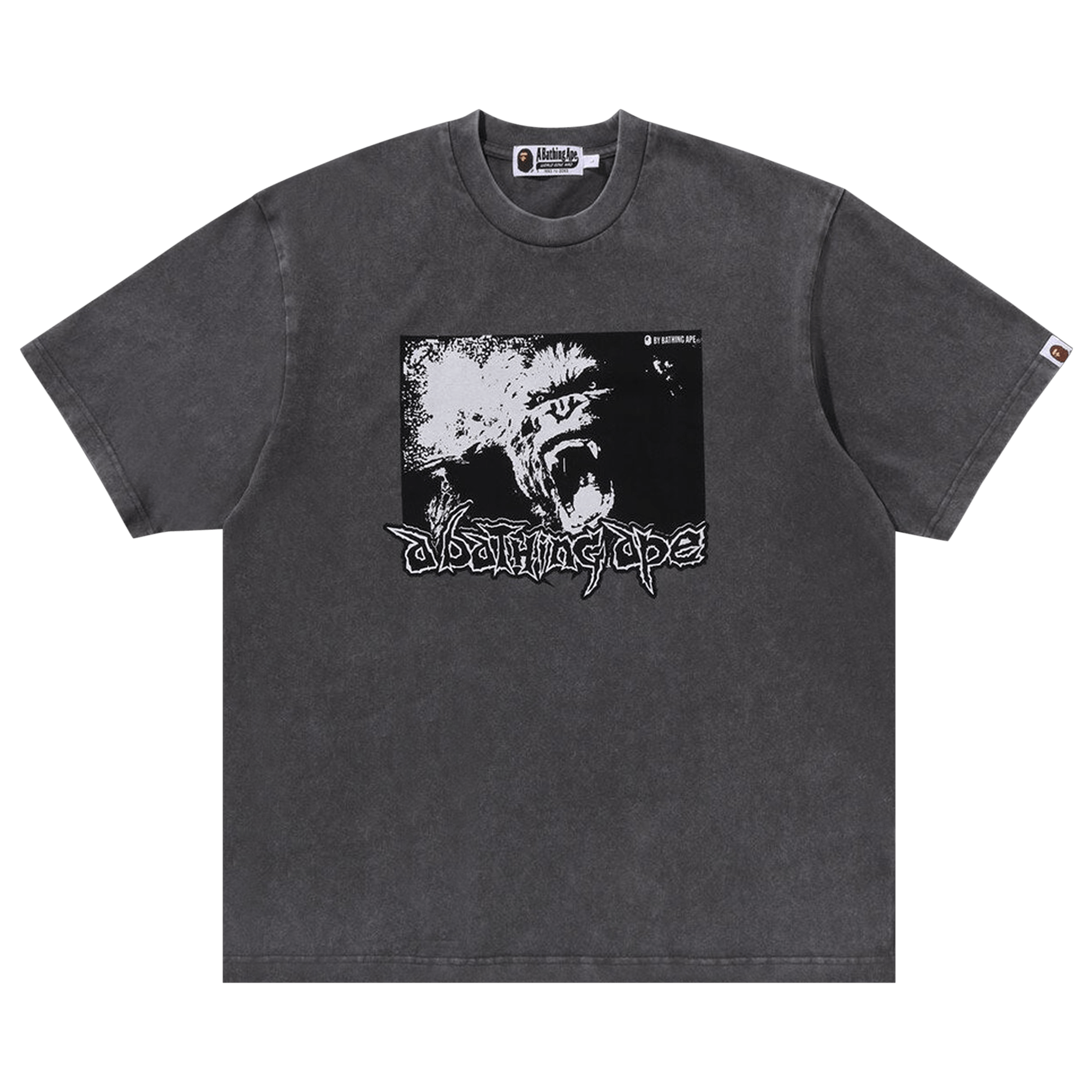 BAPE Mad Ape Graphic Acid Wash Relaxed Fit Tee 'Grey'