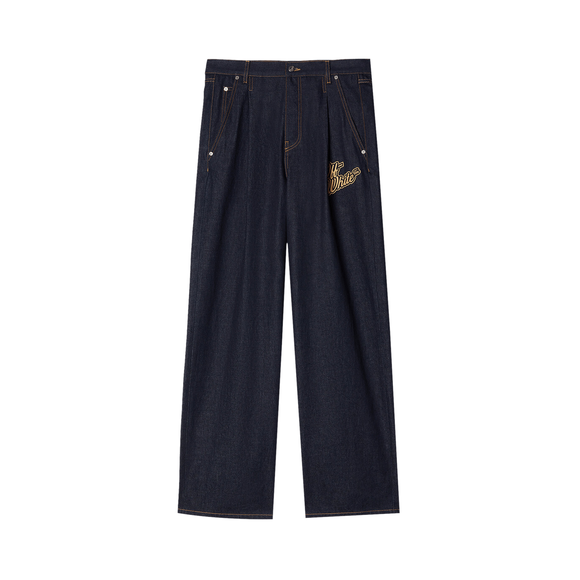 Off-White 90s Logo Crop Flare Jeans 'Raw Blue/Gold'