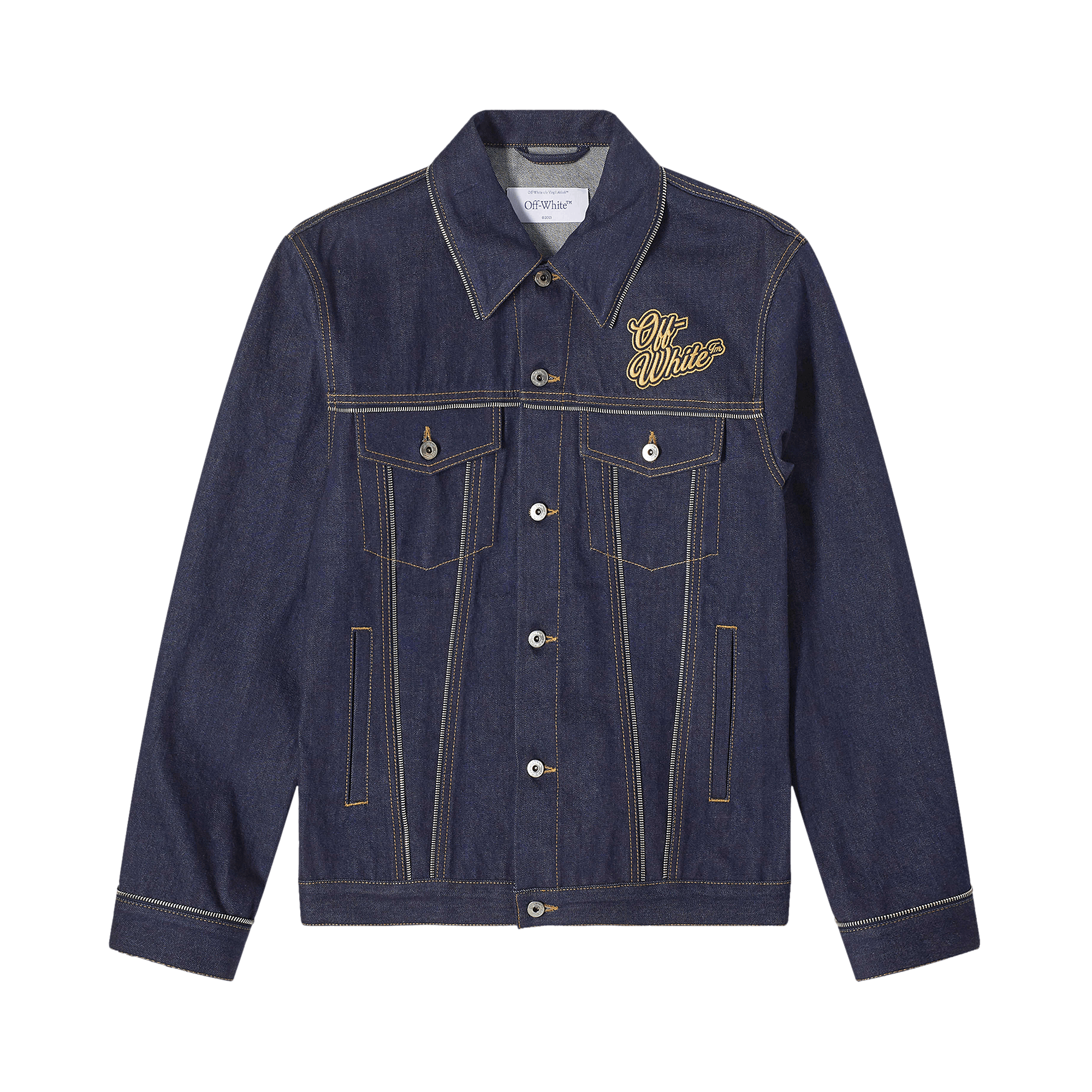 Off-White 90s Logo Skate Denim Jacket 'Raw Blue/Gold'