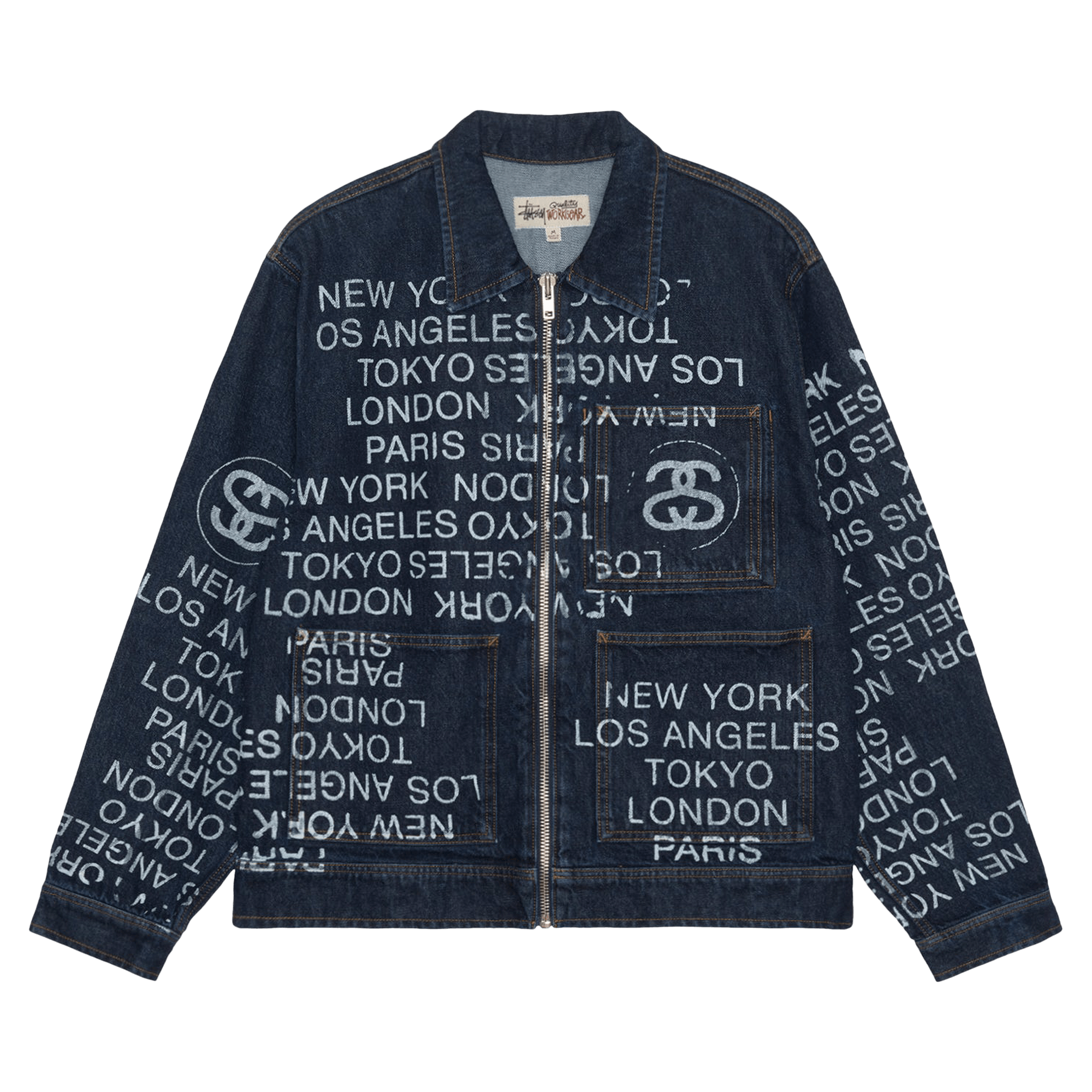 Stussy City Link Denim Zip Work Jacket 'One Wash'