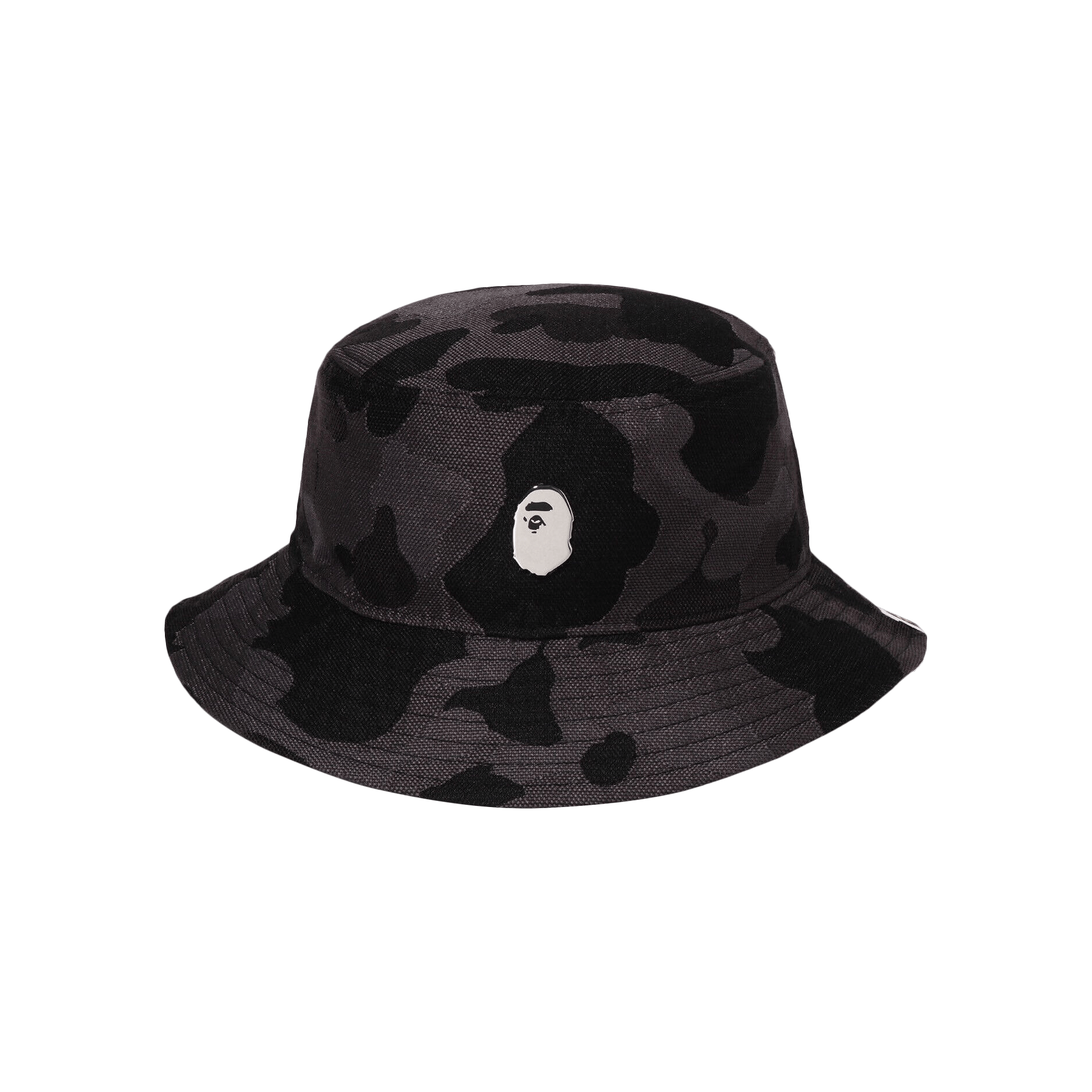 BAPE Camo One Point Metal Logo Pin Bucket Hat 'Black'
