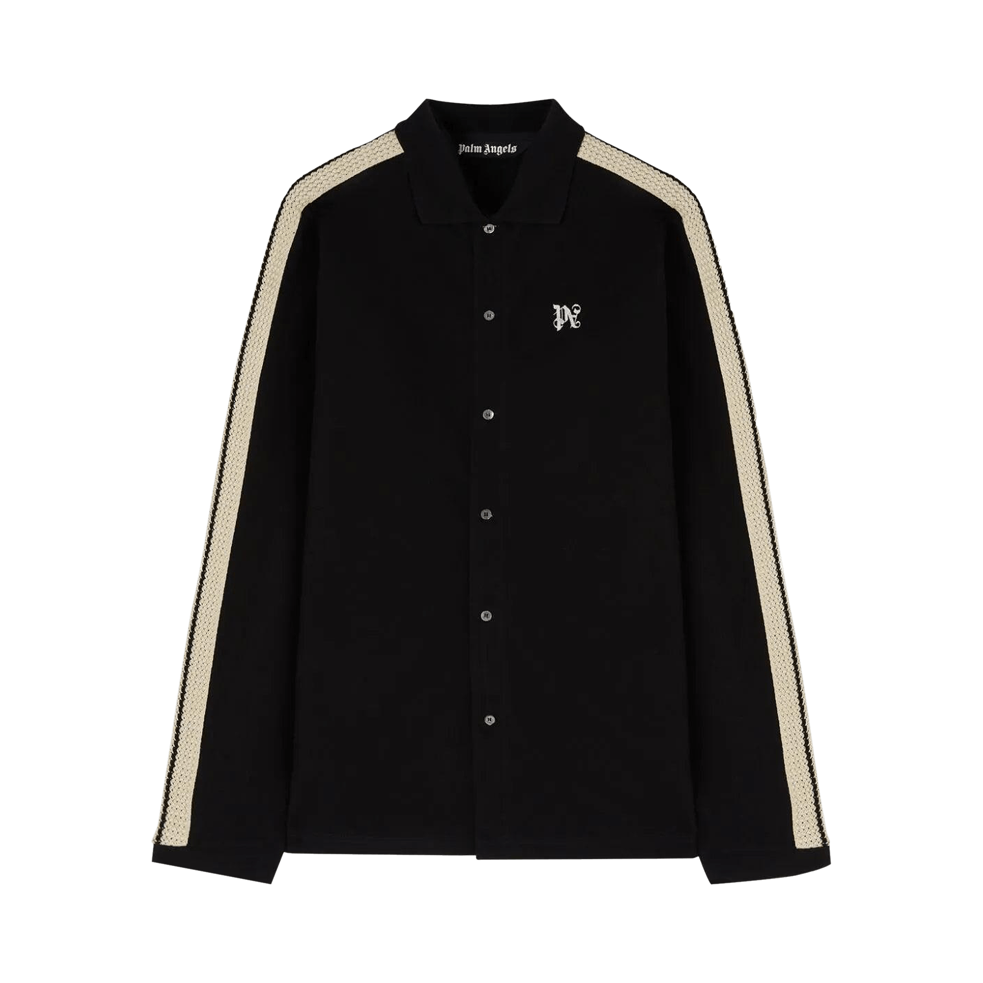 Palm Angels Monogram Piquet Track Shirt 'Black/Off White'