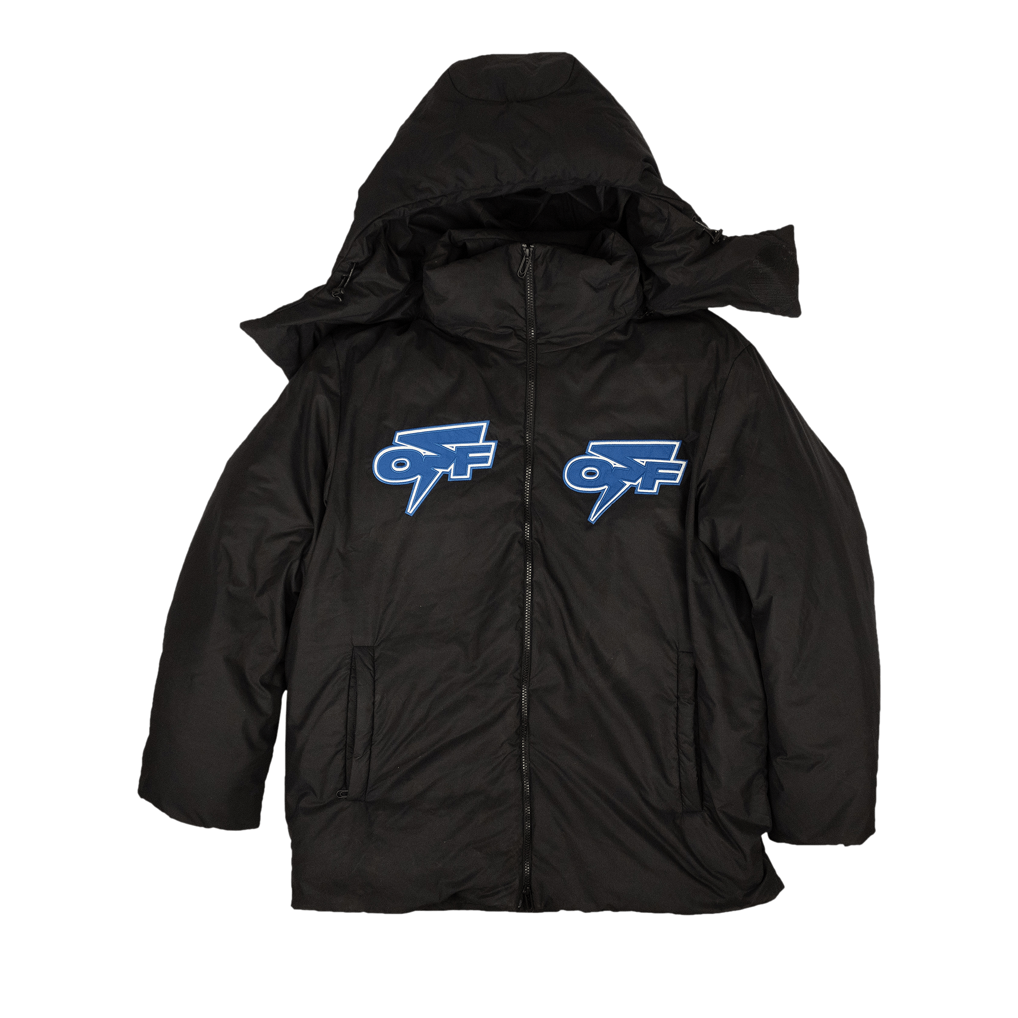 Off-White Thunder Hooded Down Puffer 'Black/Blue'