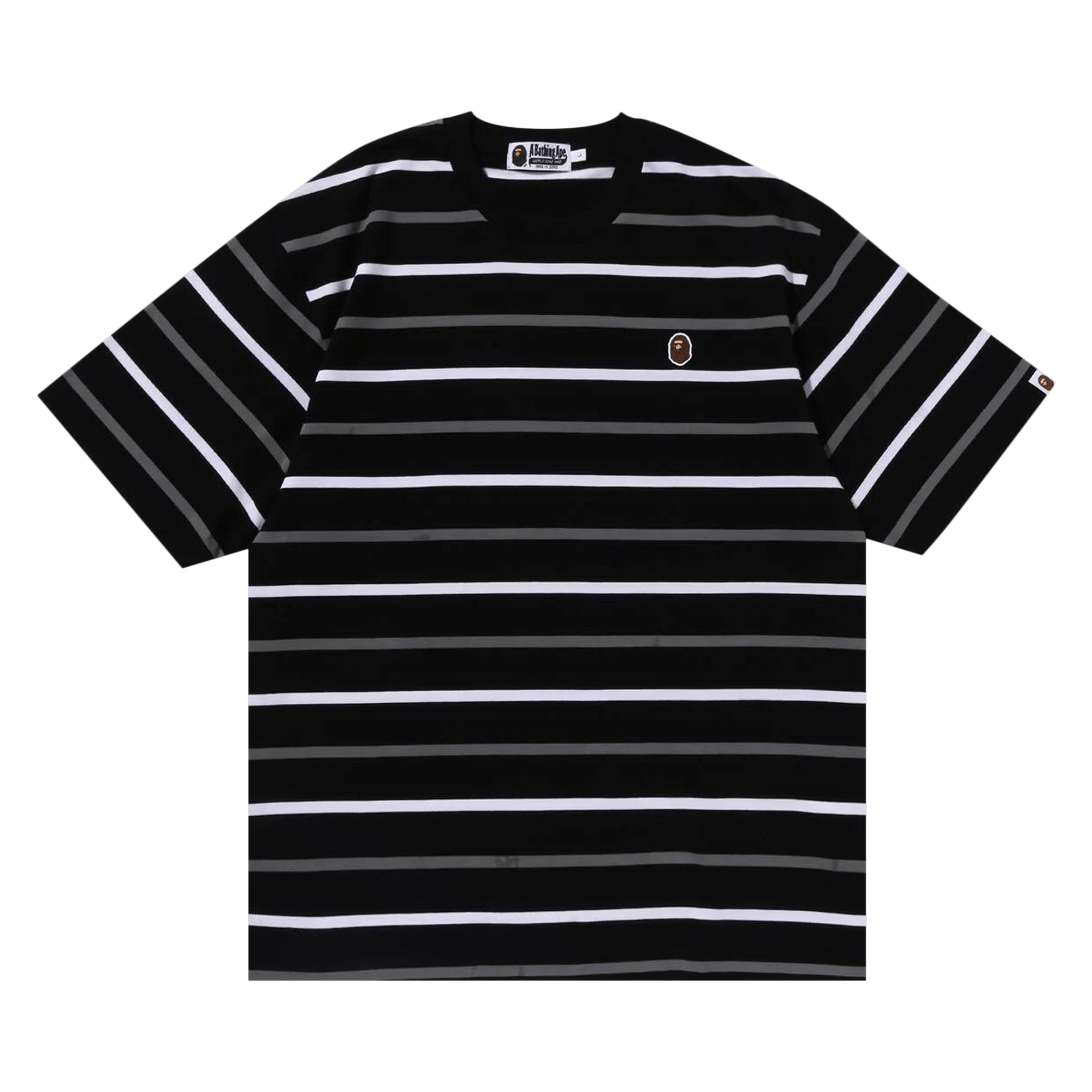 BAPE Ape Head One Point Stripe Tee 'Black'