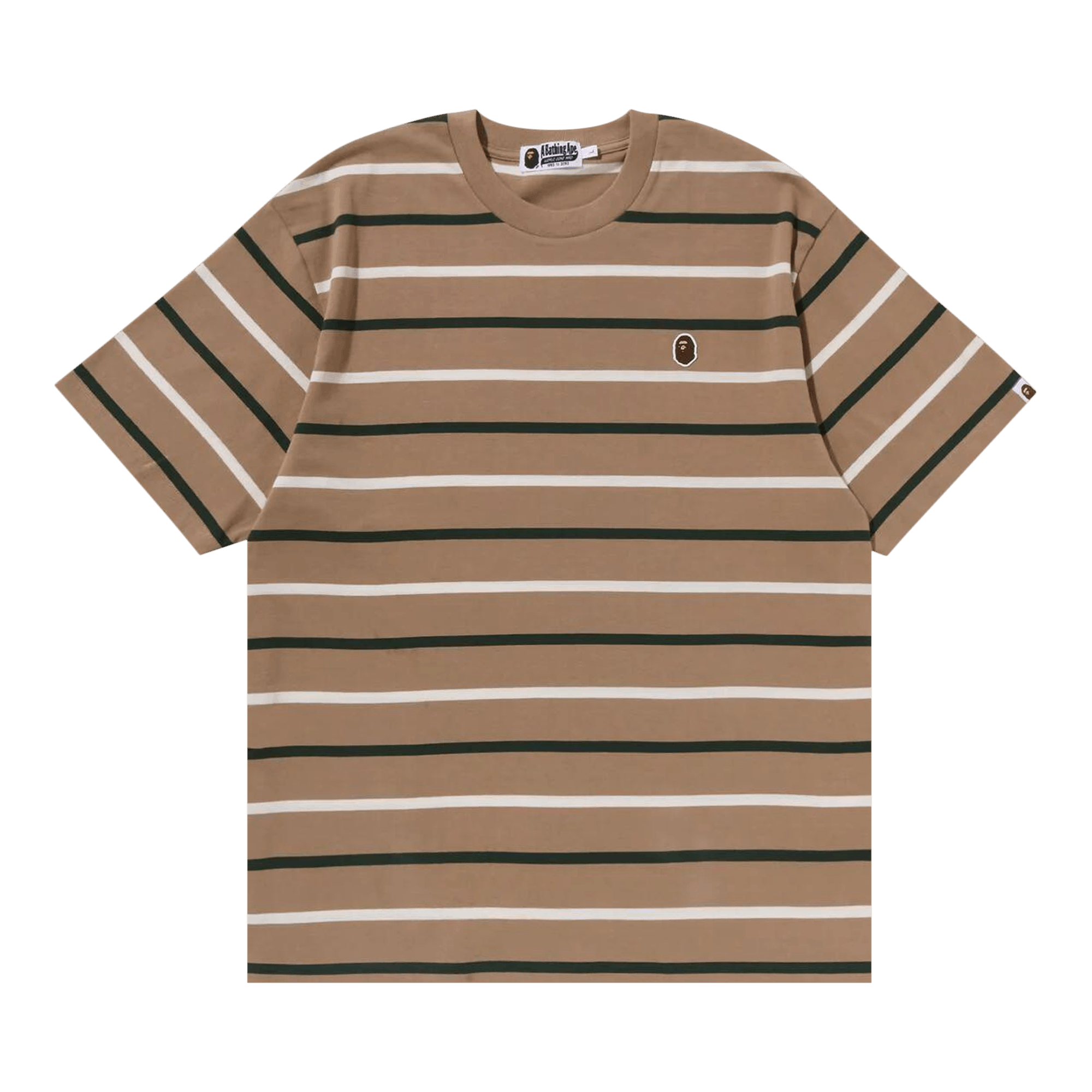 BAPE Ape Head One Point Stripe Tee 'Brown'