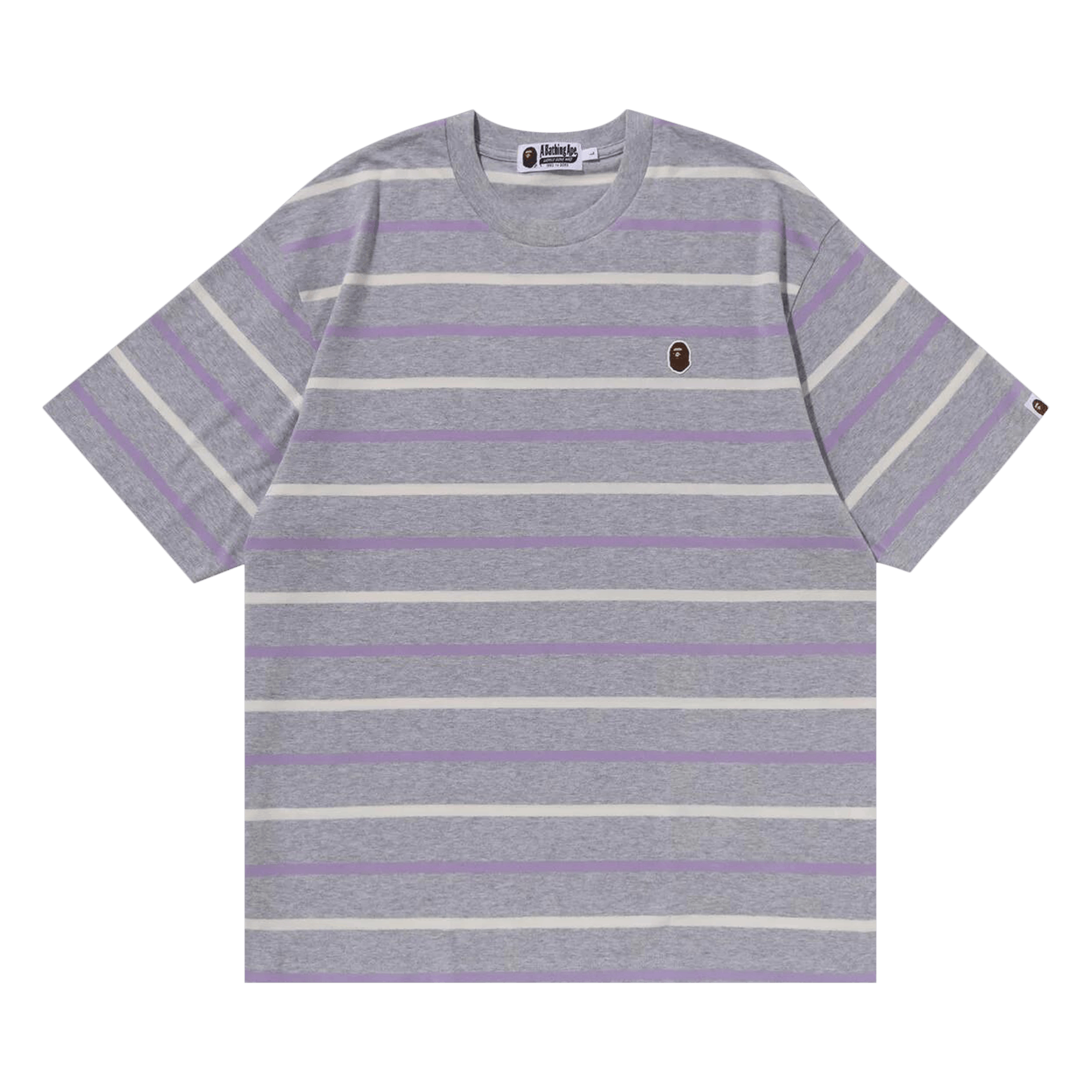 BAPE Ape Head One Point Stripe Tee 'Grey'
