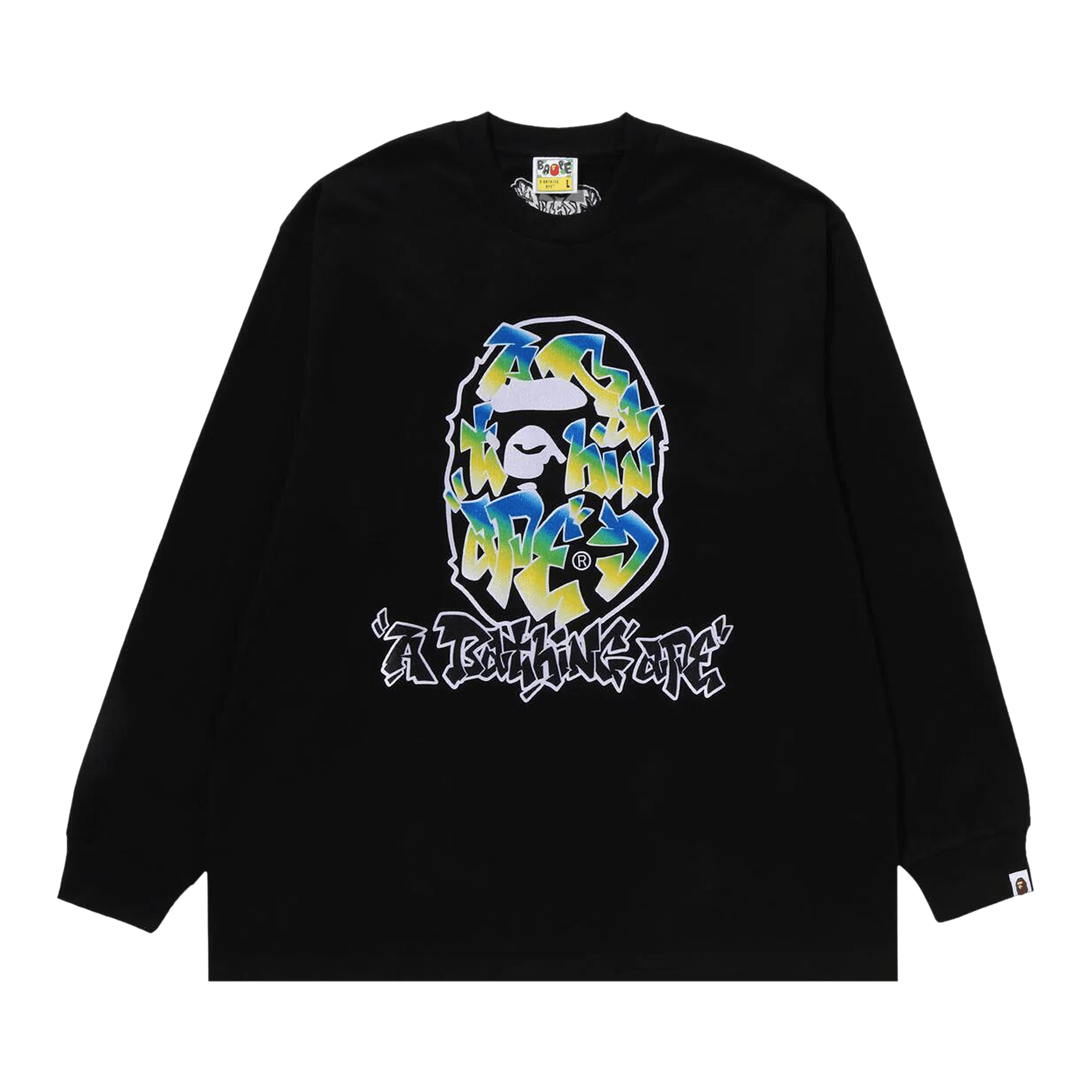 BAPE Gradient Ape Head Oversized Long-Sleeve Tee 'Black'