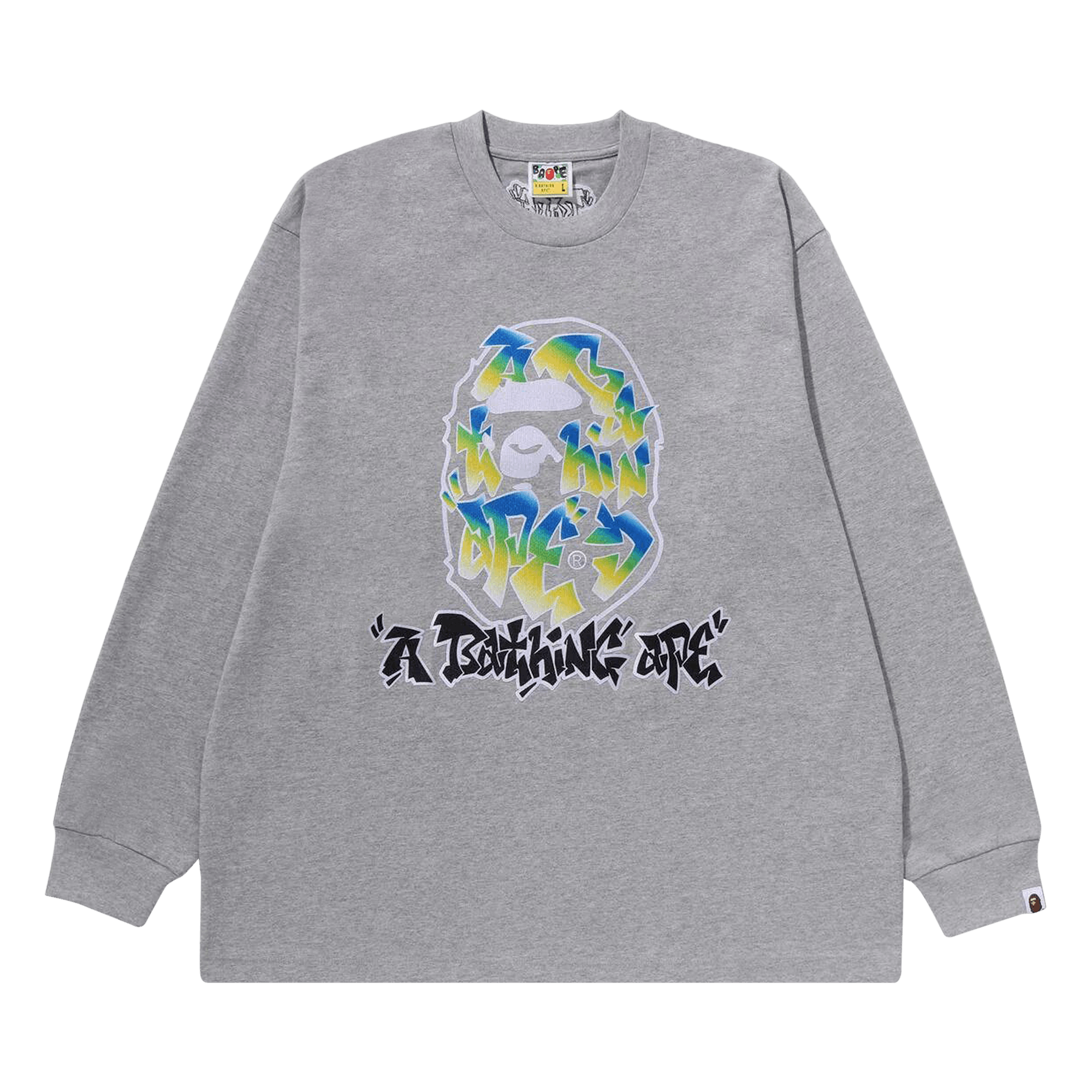 BAPE Gradient Ape Head Oversized Long-Sleeve Tee 'Grey'
