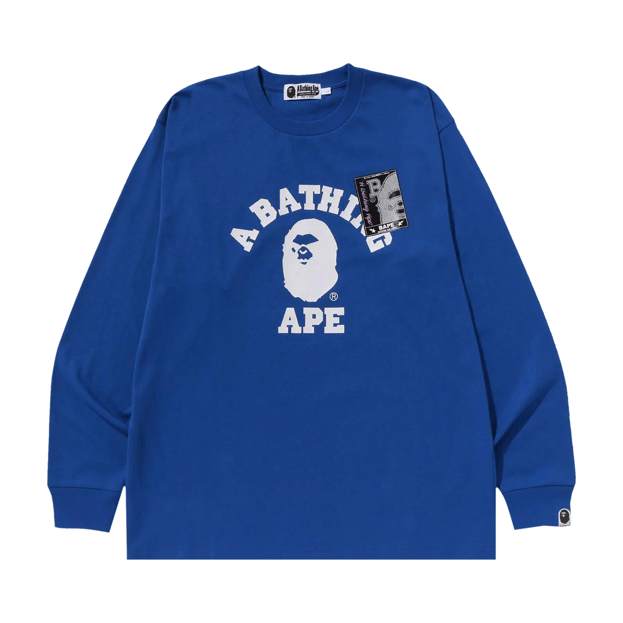 BAPE Mad Face College Long-Sleeve Tee 'Blue'