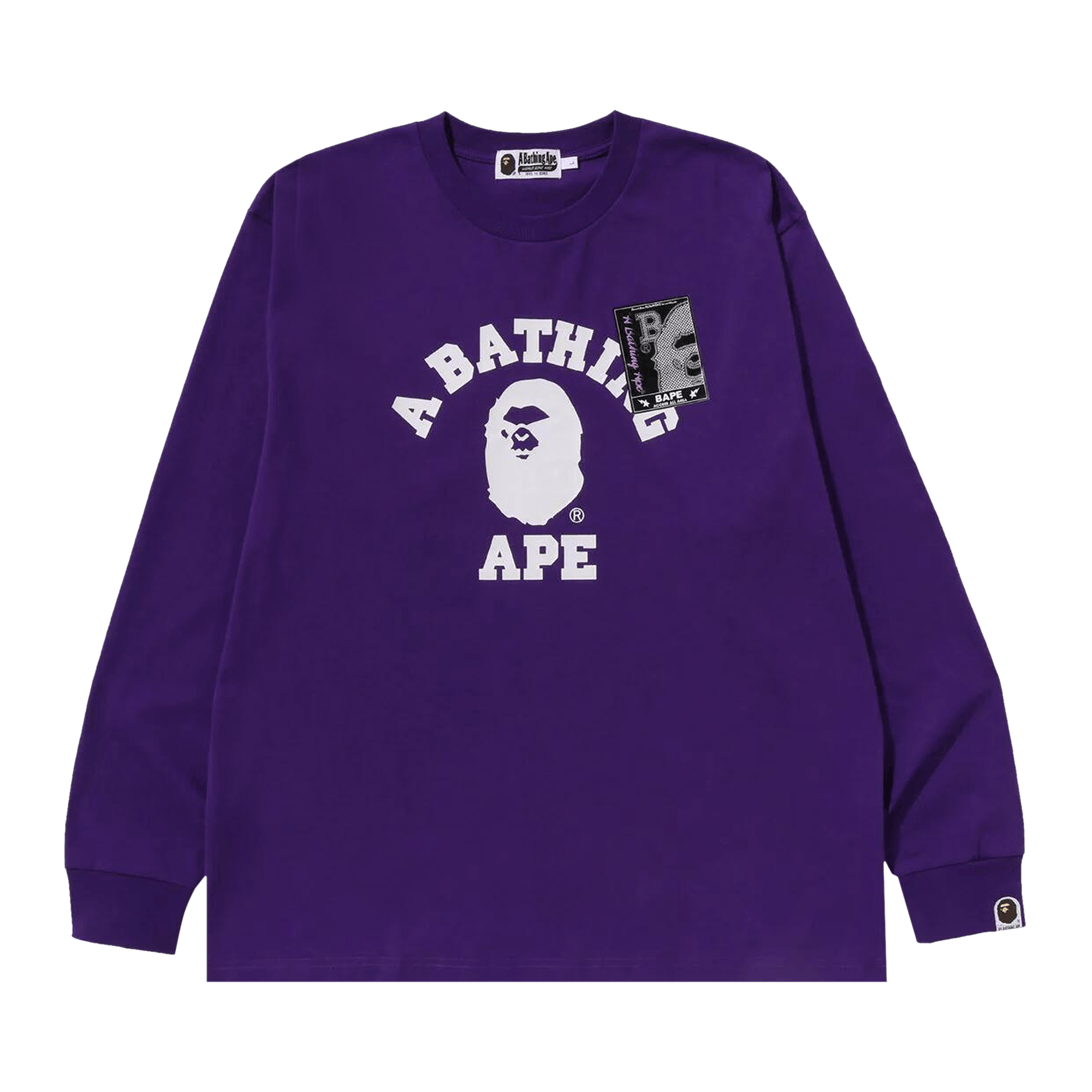 BAPE Mad Face College Long-Sleeve Tee 'Purple'