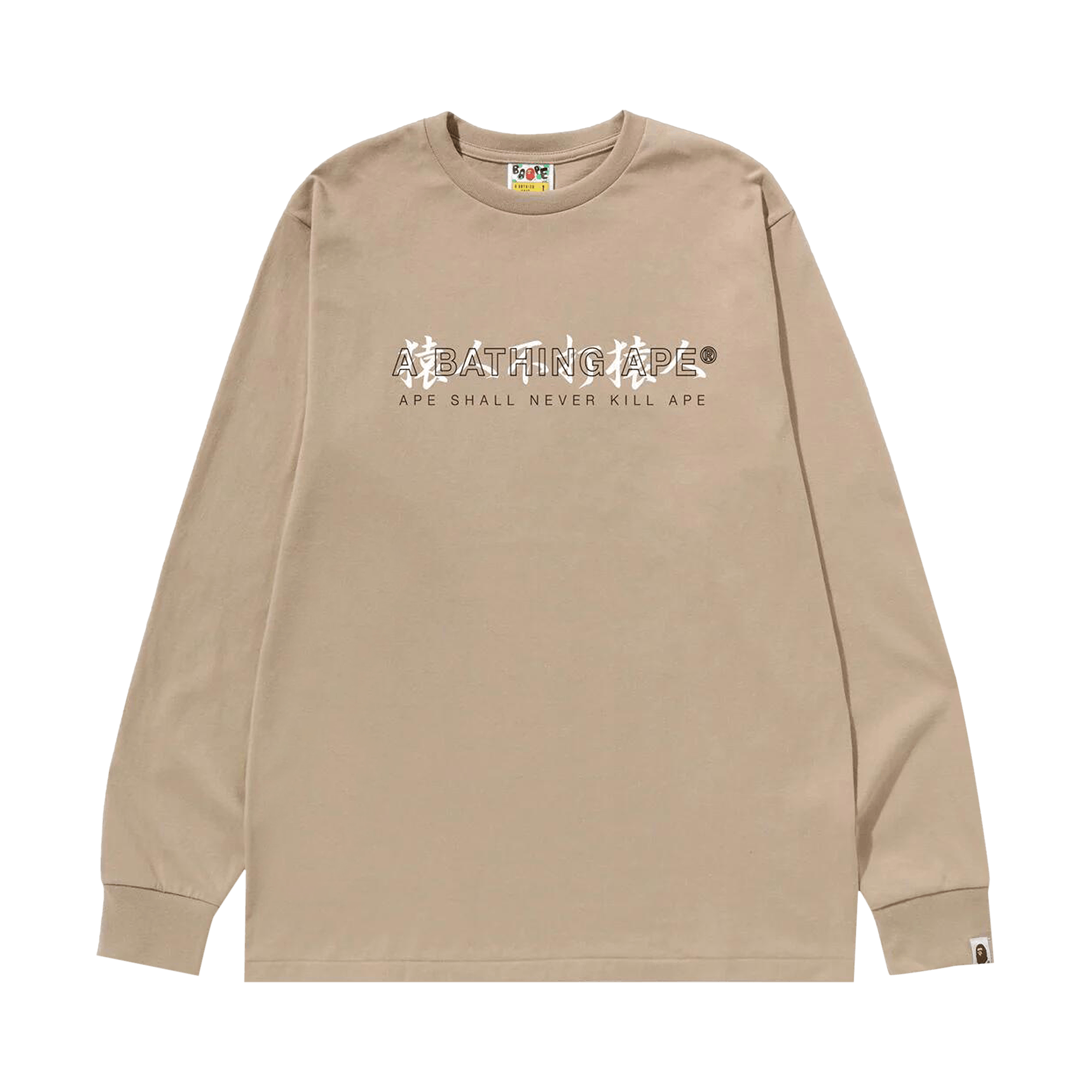 BAPE Kanji Logo Asnka Long-Sleeve Tee 'Beige'