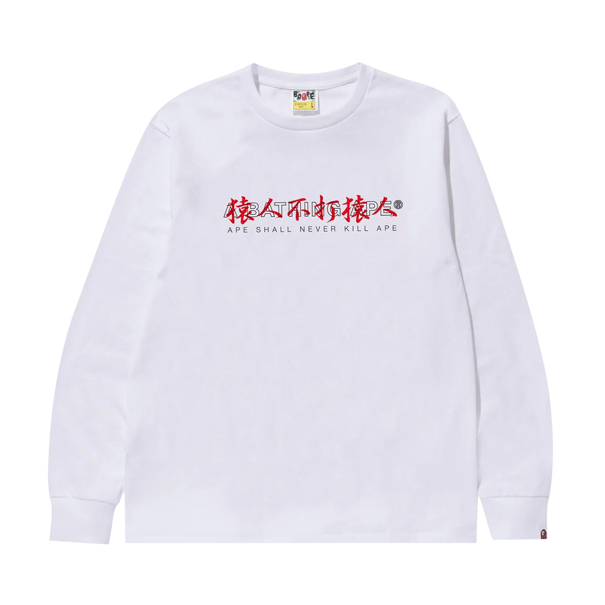 BAPE Kanji Logo Asnka Long-Sleeve Tee 'White'
