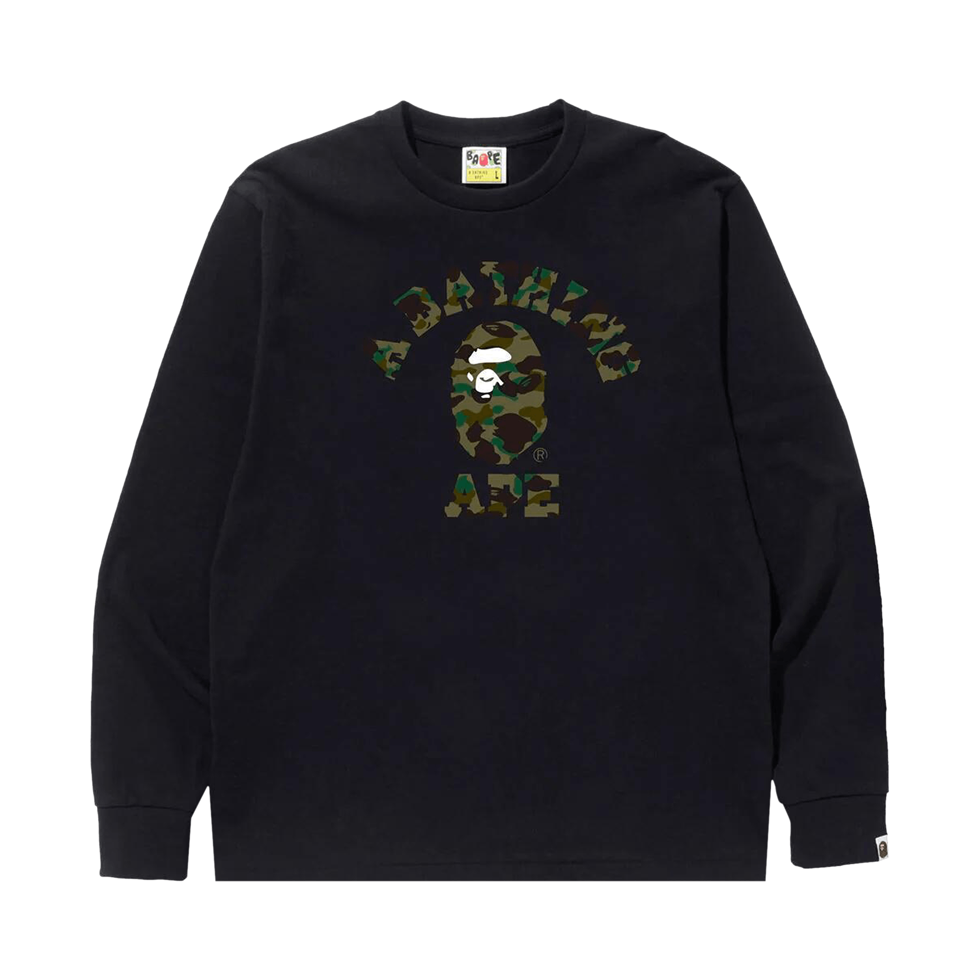 BAPE 1st Camo College Long-Sleeve Tee 'Black/Green'