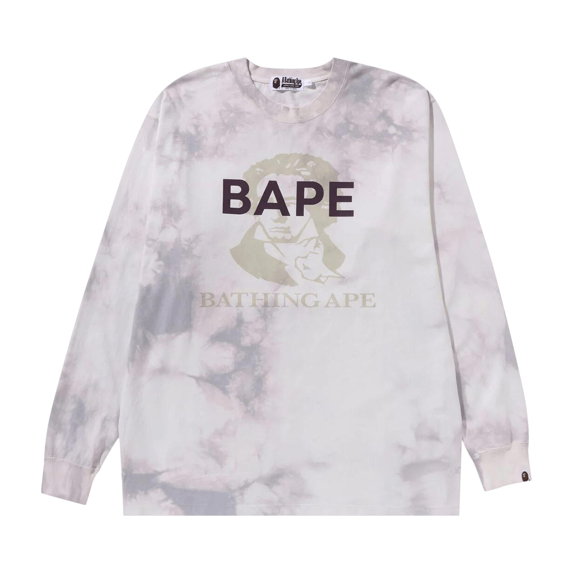 BAPE Tie Dye Bathing Ape Long-Sleeve Tee 'White'