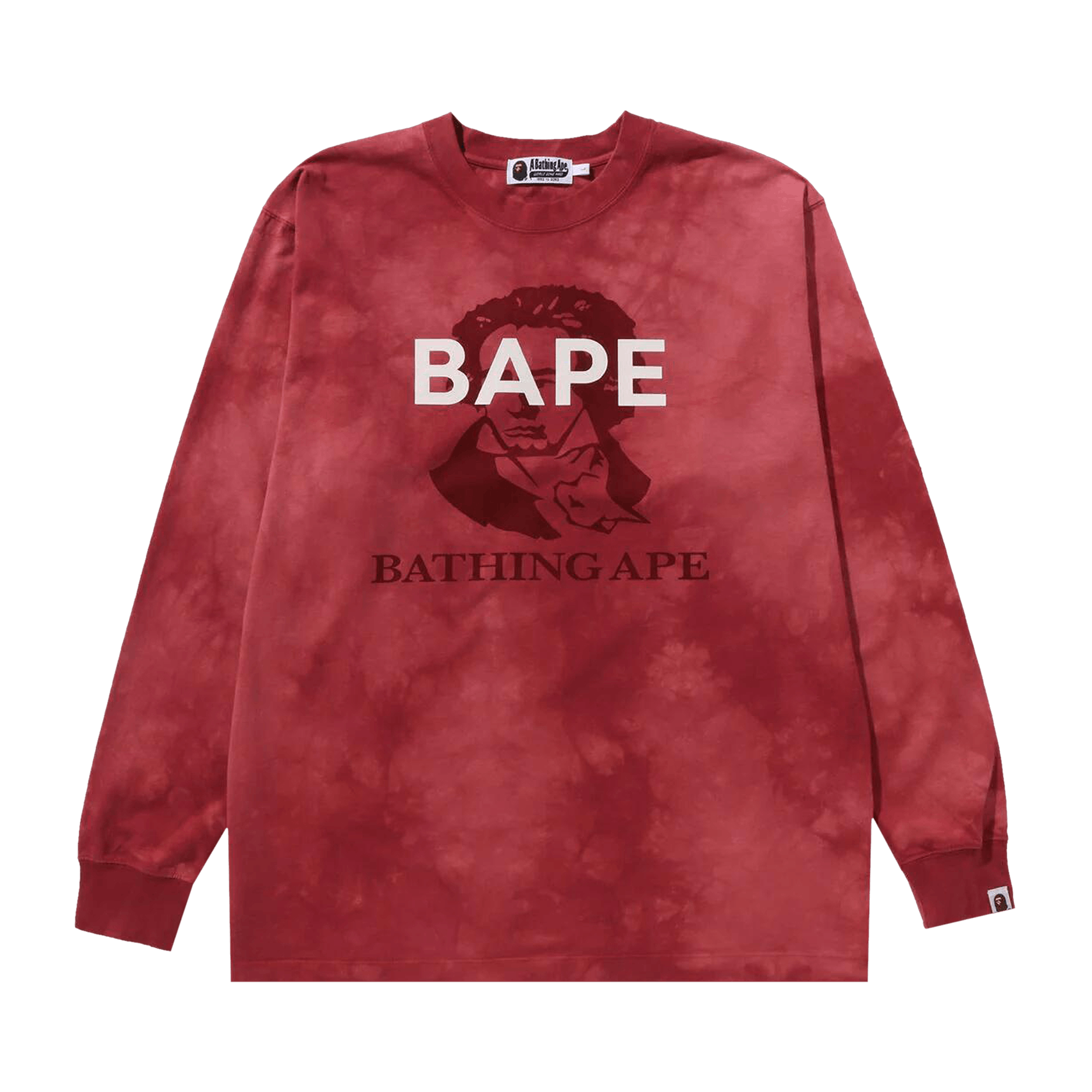 BAPE Tie Dye Bathing Ape Long-Sleeve Tee 'Red'