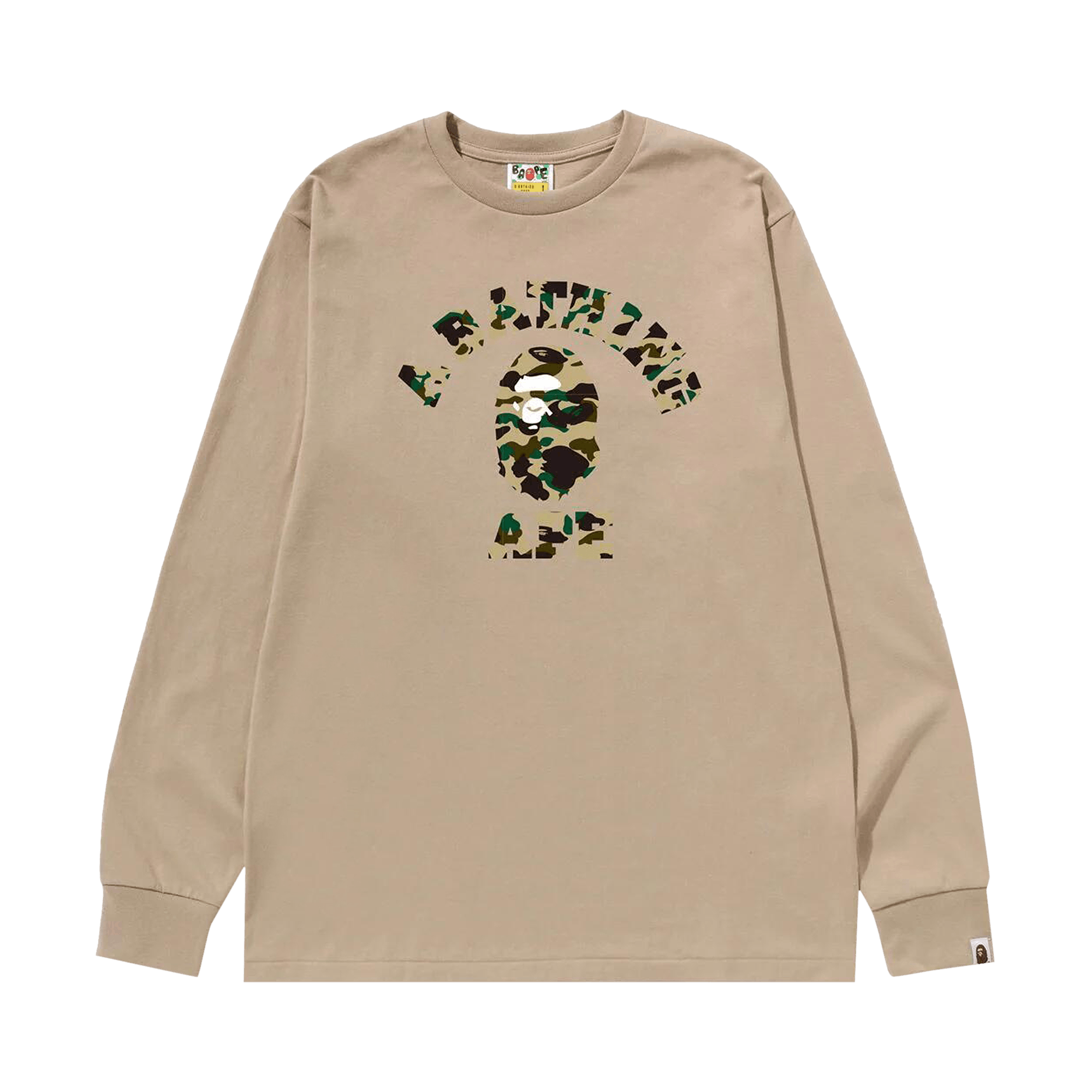 BAPE 1st Camo College Long-Sleeve Tee 'Beige/Yellow'