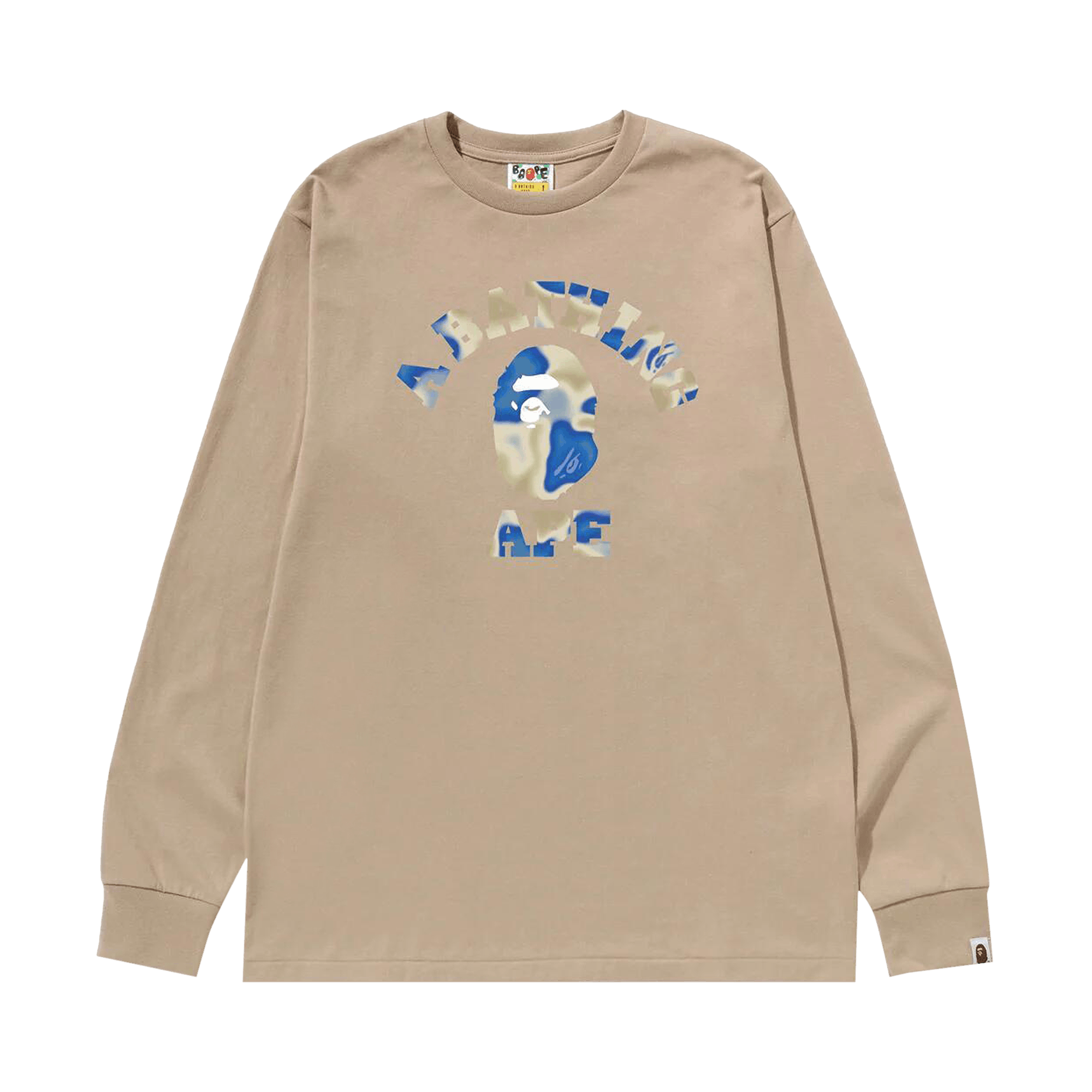 BAPE Liquid Camo College Long-Sleeve Tee 'Beige'
