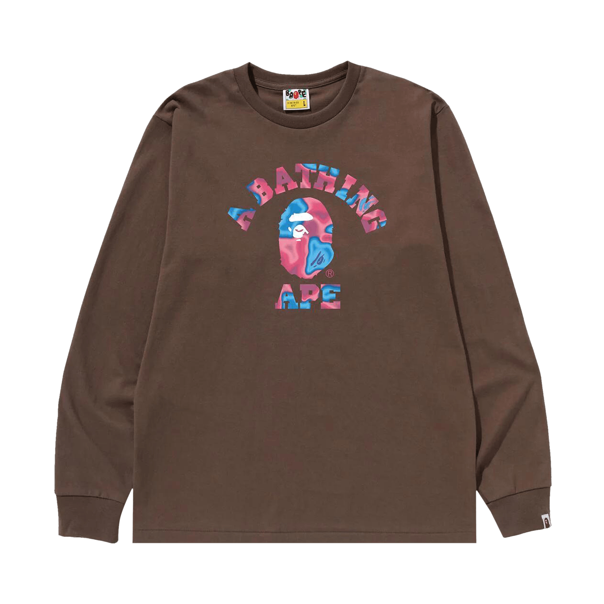 BAPE Liquid Camo College Long-Sleeve Tee 'Brown'