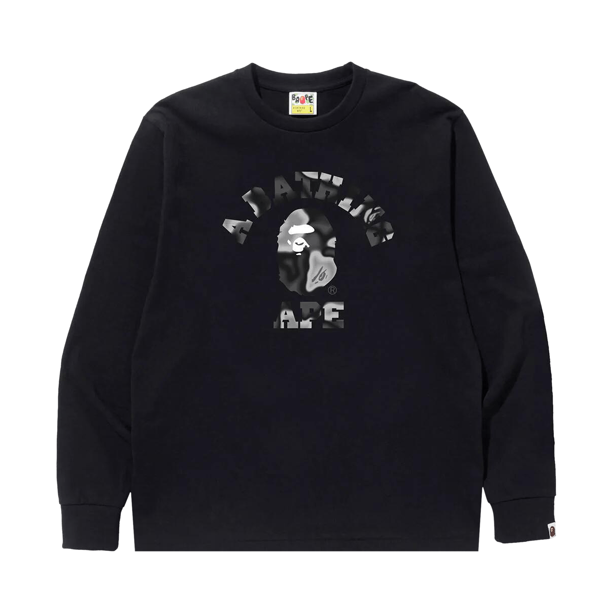 BAPE Liquid Camo College Long-Sleeve Tee 'Black'