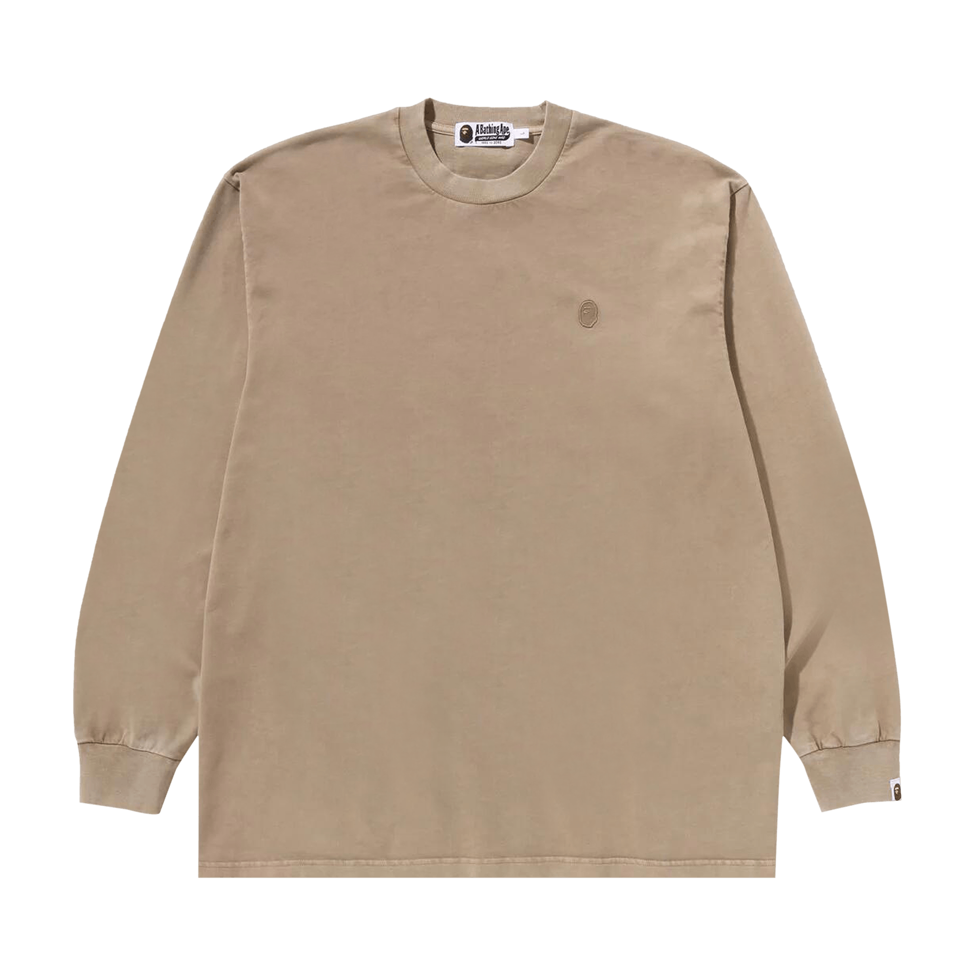 BAPE Ape Head One Point Garment Dyed Long-Sleeve Tee 'Beige'