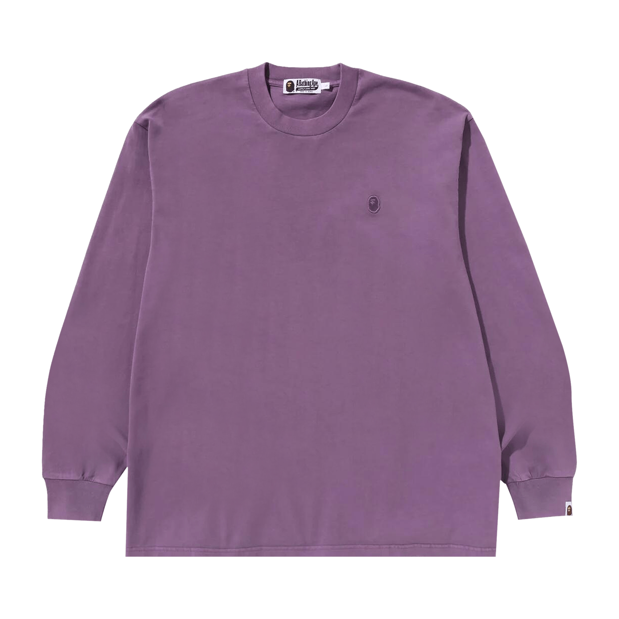 BAPE Ape Head One Point Garment Dyed Long-Sleeve Tee 'Purple'