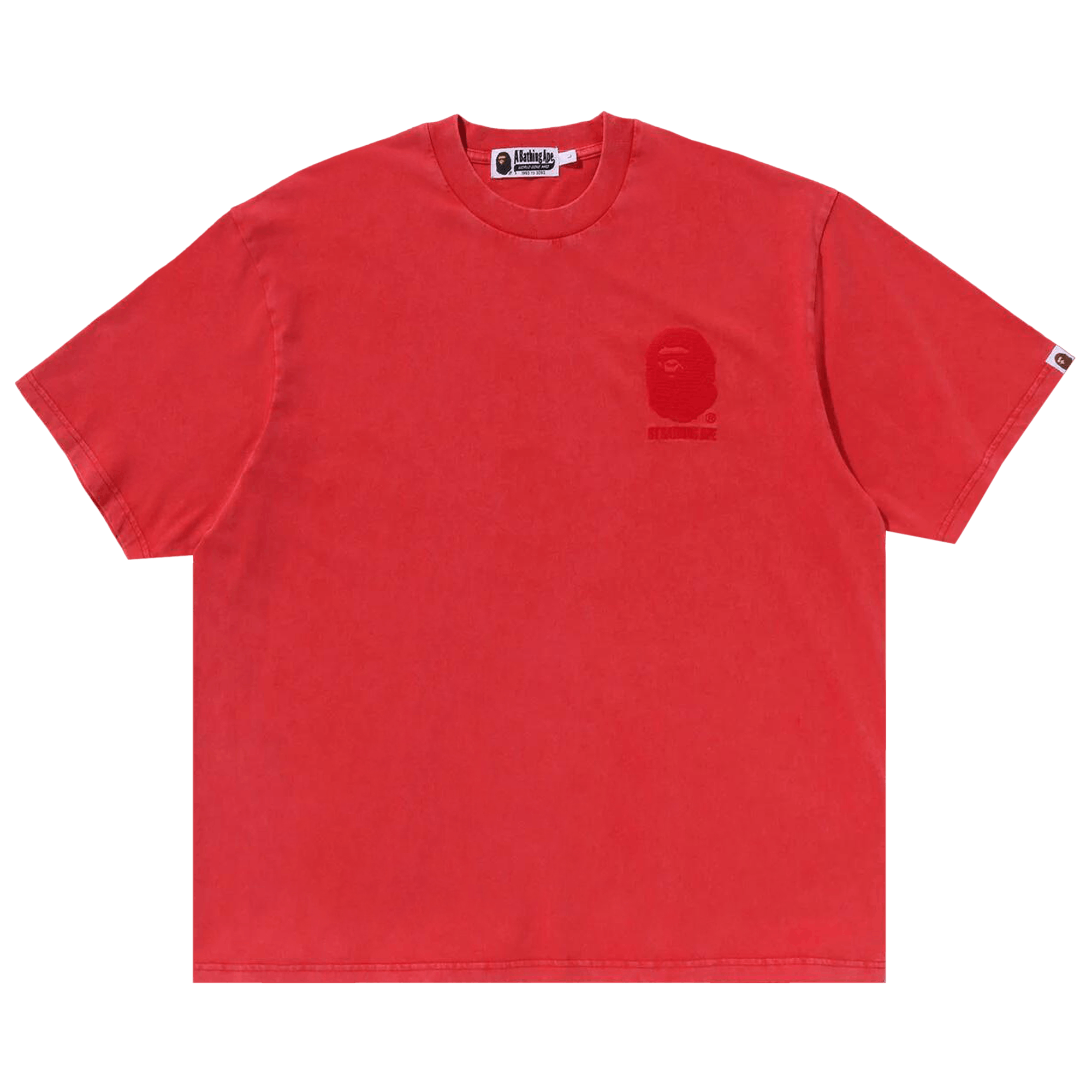 BAPE Ape Head One Point Acid Wash Relaxed Fit Tee 'Red'