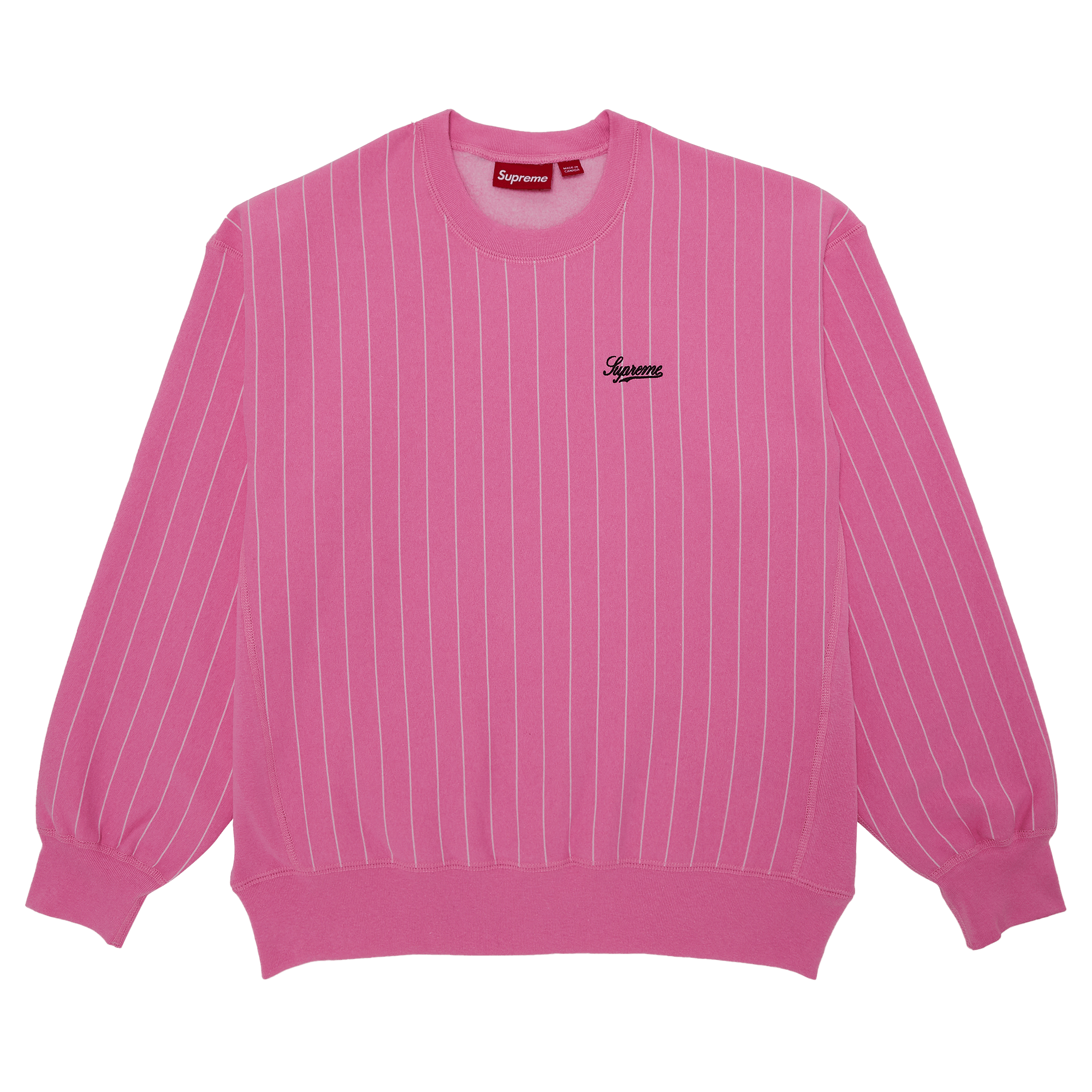 Supreme Pinstripe Crewneck 'Pink'