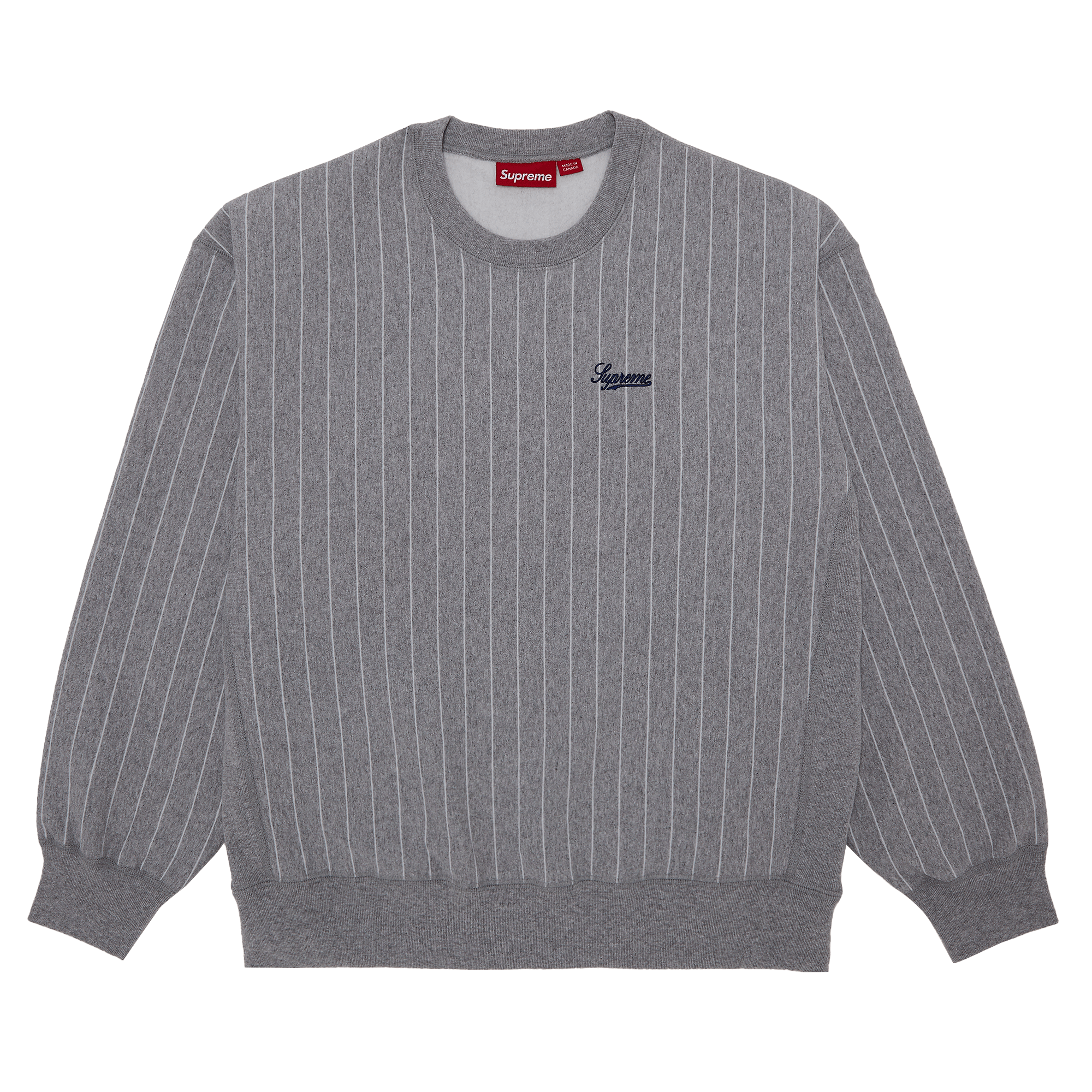 Supreme Pinstripe Crewneck 'Heather Grey'