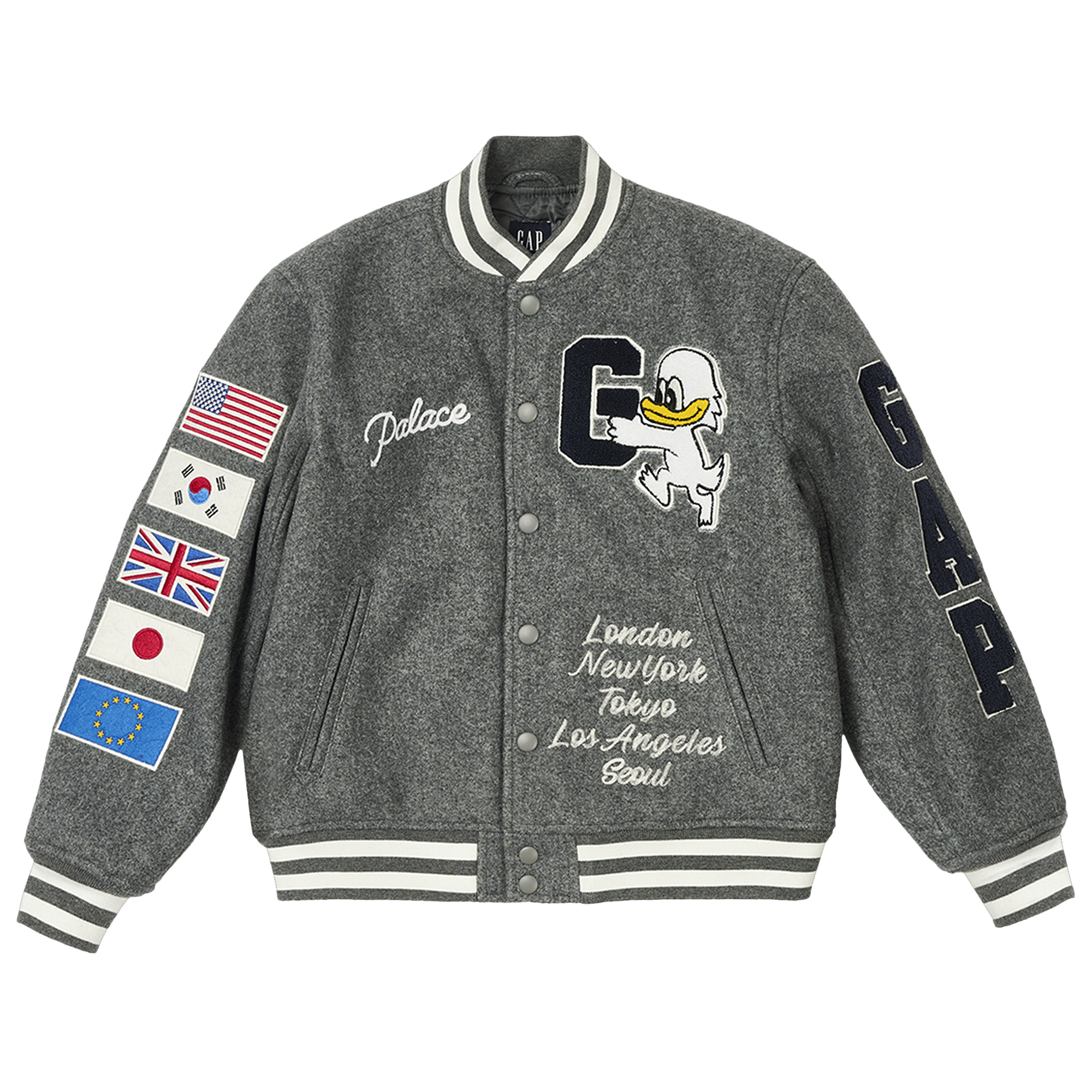 Palace x Gap Kids Varsity Jacket 'Grey'