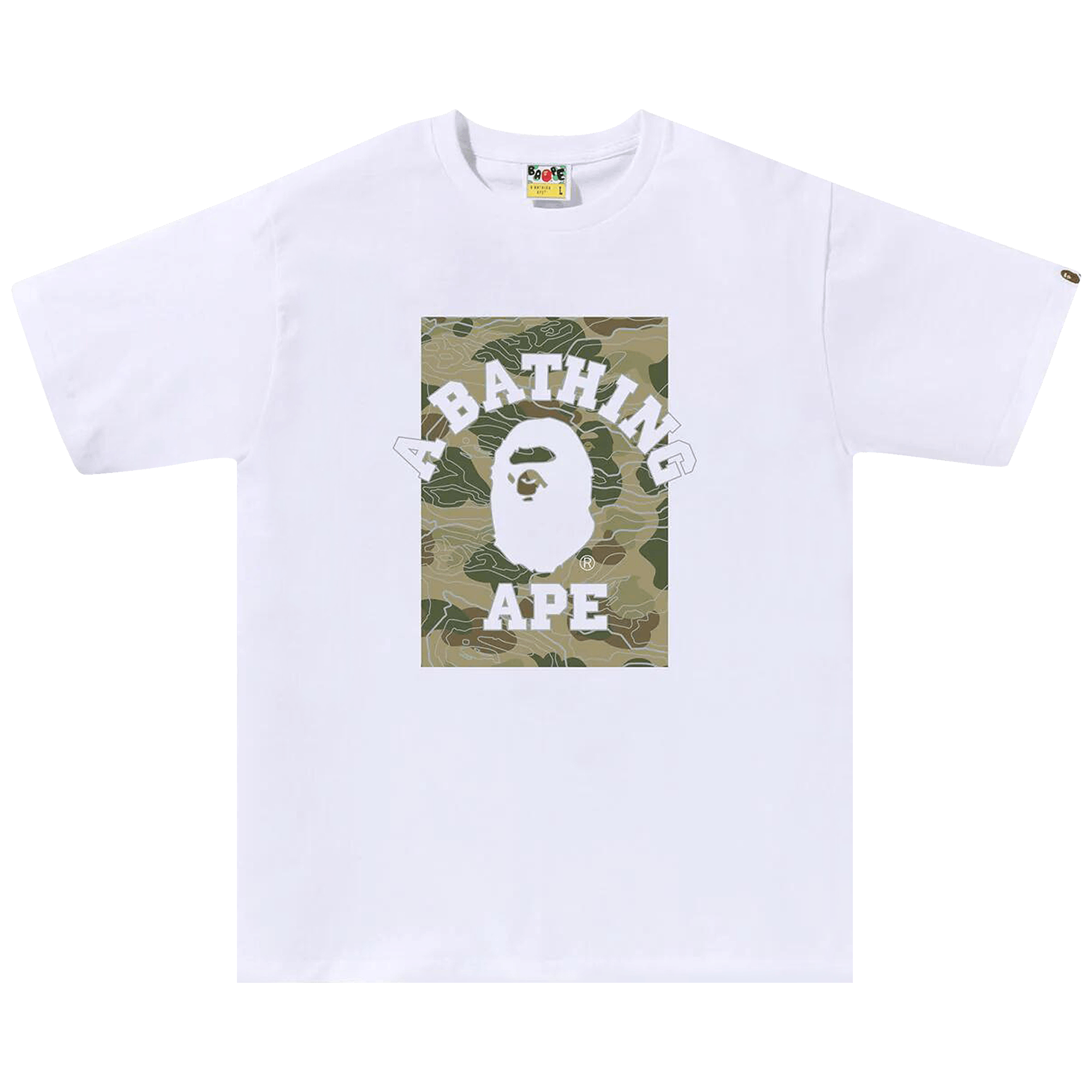 BAPE Layered Line Camo On College Tee 'White/Beige'