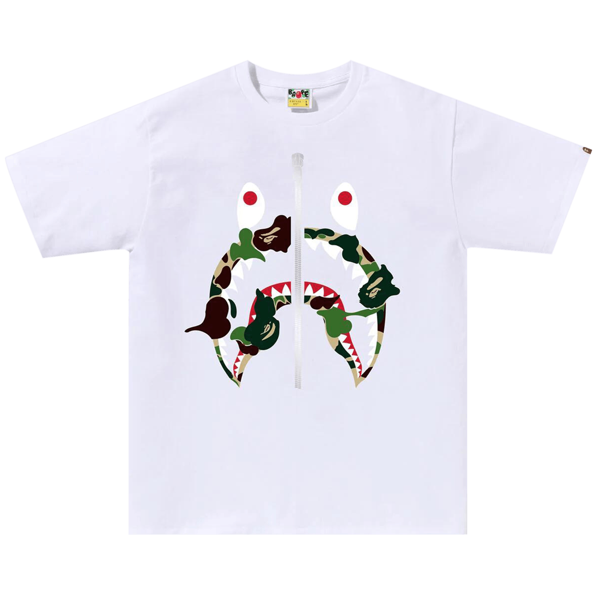 BAPE ABC Camo Rebuild Shark Tee 'White/Green'