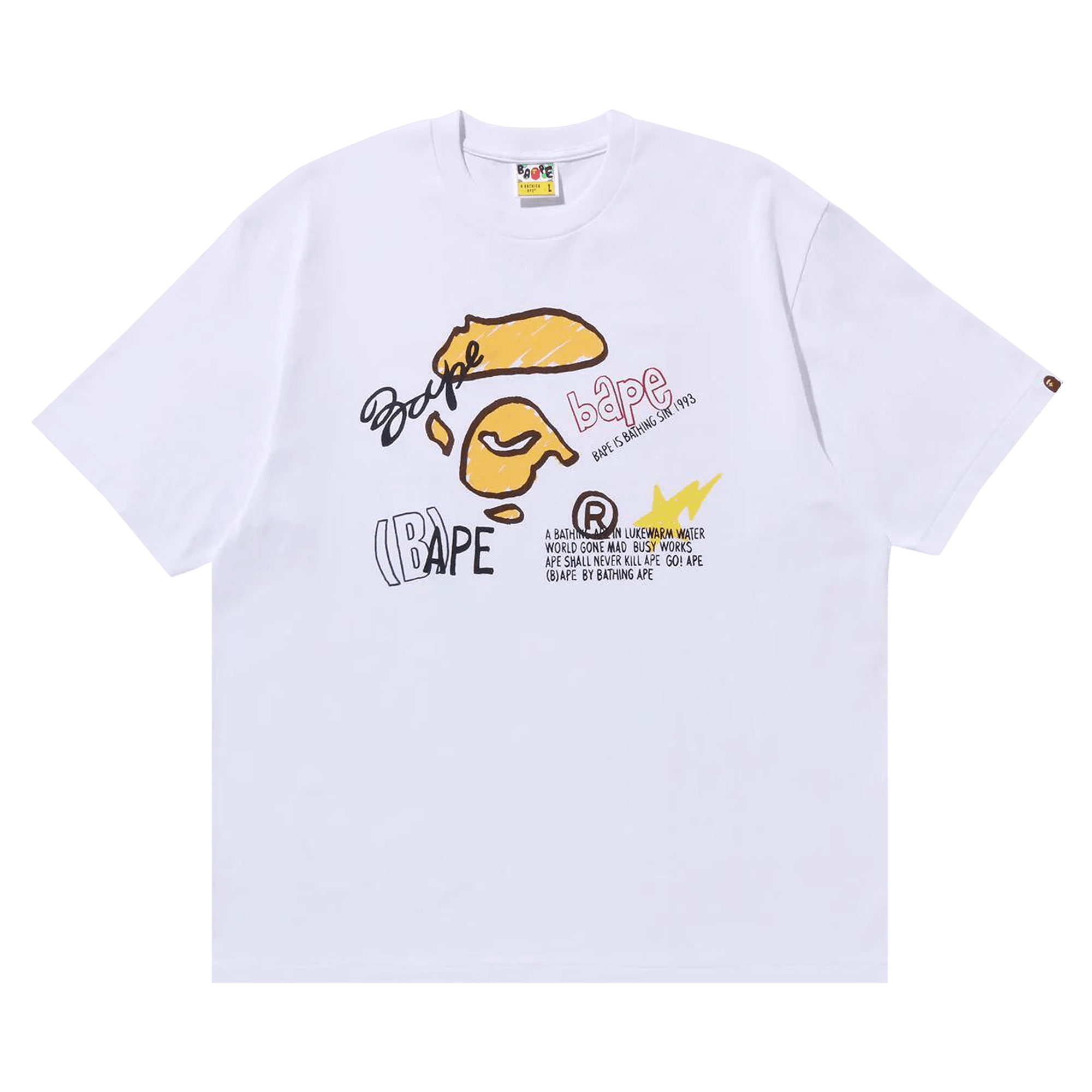BAPE Hand Draw Graphic Relaxed Fit Tee 'White'