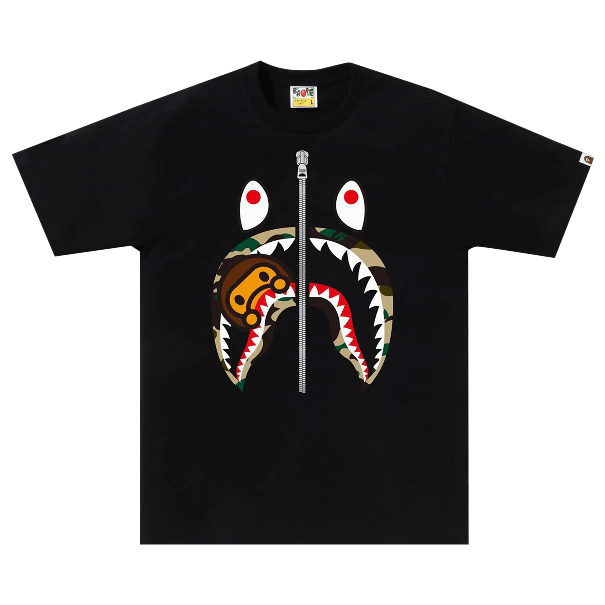 BAPE 1st Camo Milo Shark Tee 'Black/Yellow'
