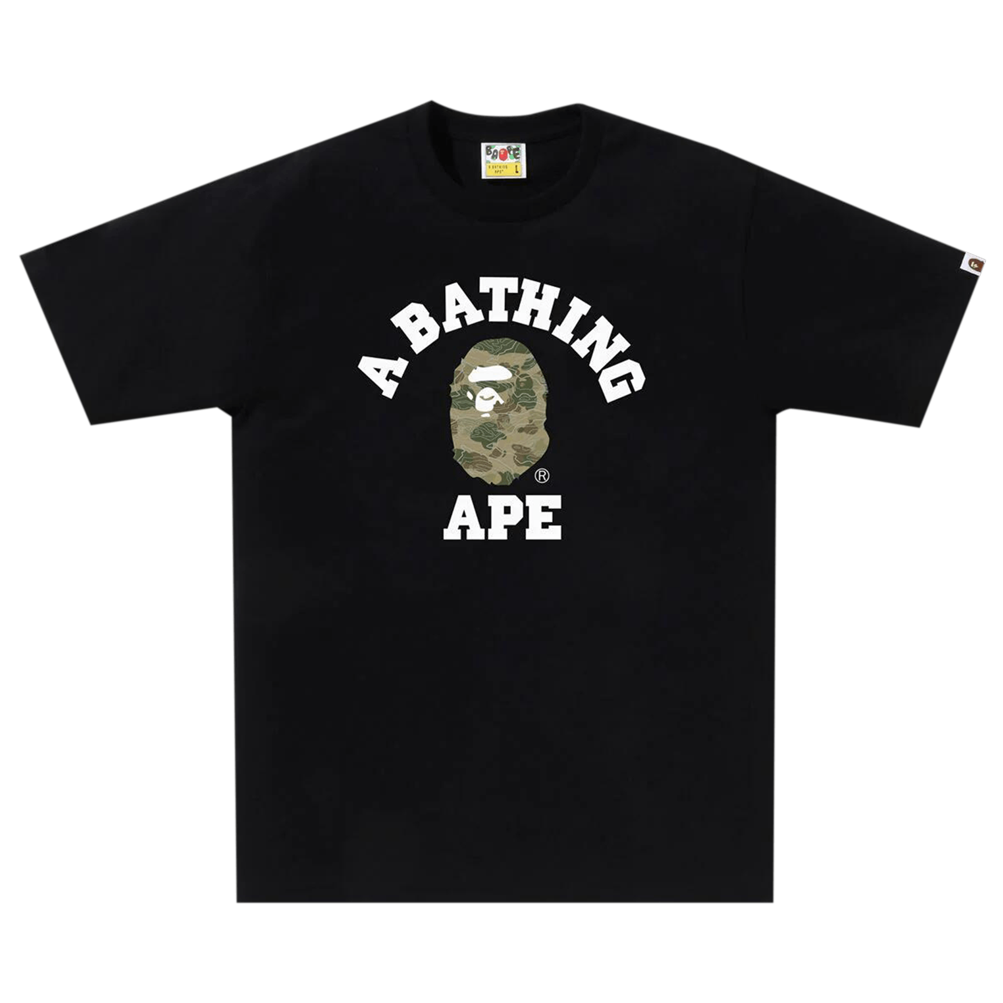 BAPE Layered Line Camo College Tee 'Black/Beige'