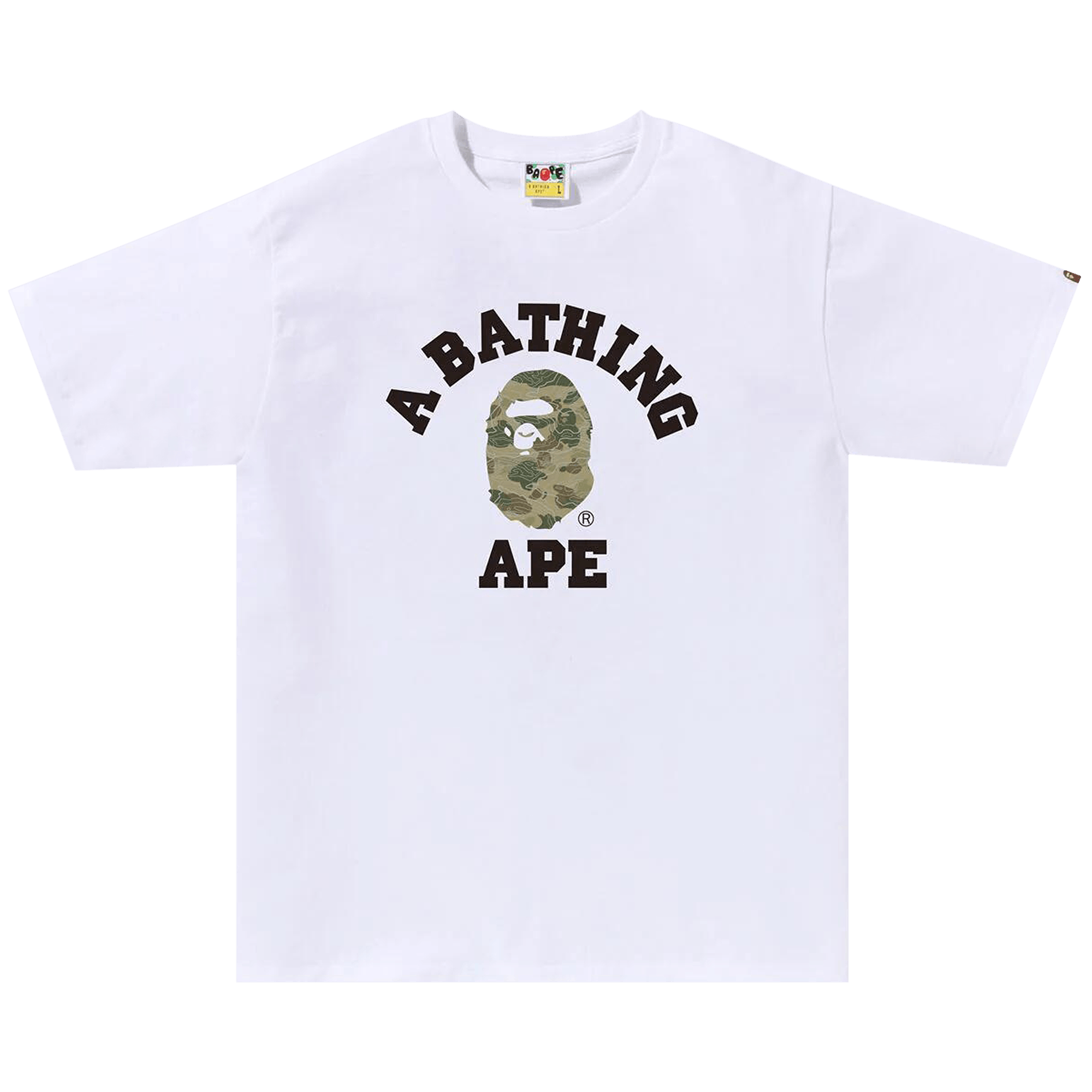 BAPE Layered Line Camo College Tee 'White/Beige'