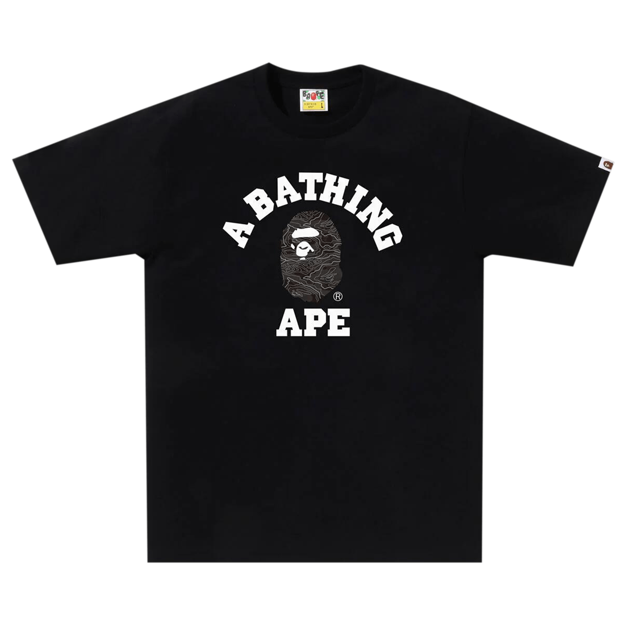 BAPE Layered Line Camo College Tee 'Black/Black'