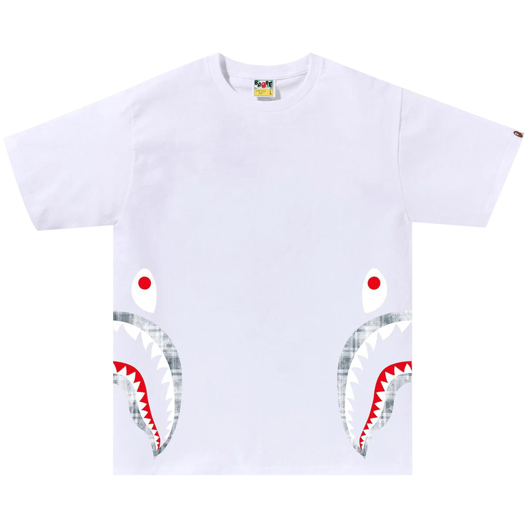 BAPE Bleached Check Side Shark Tee 'White'