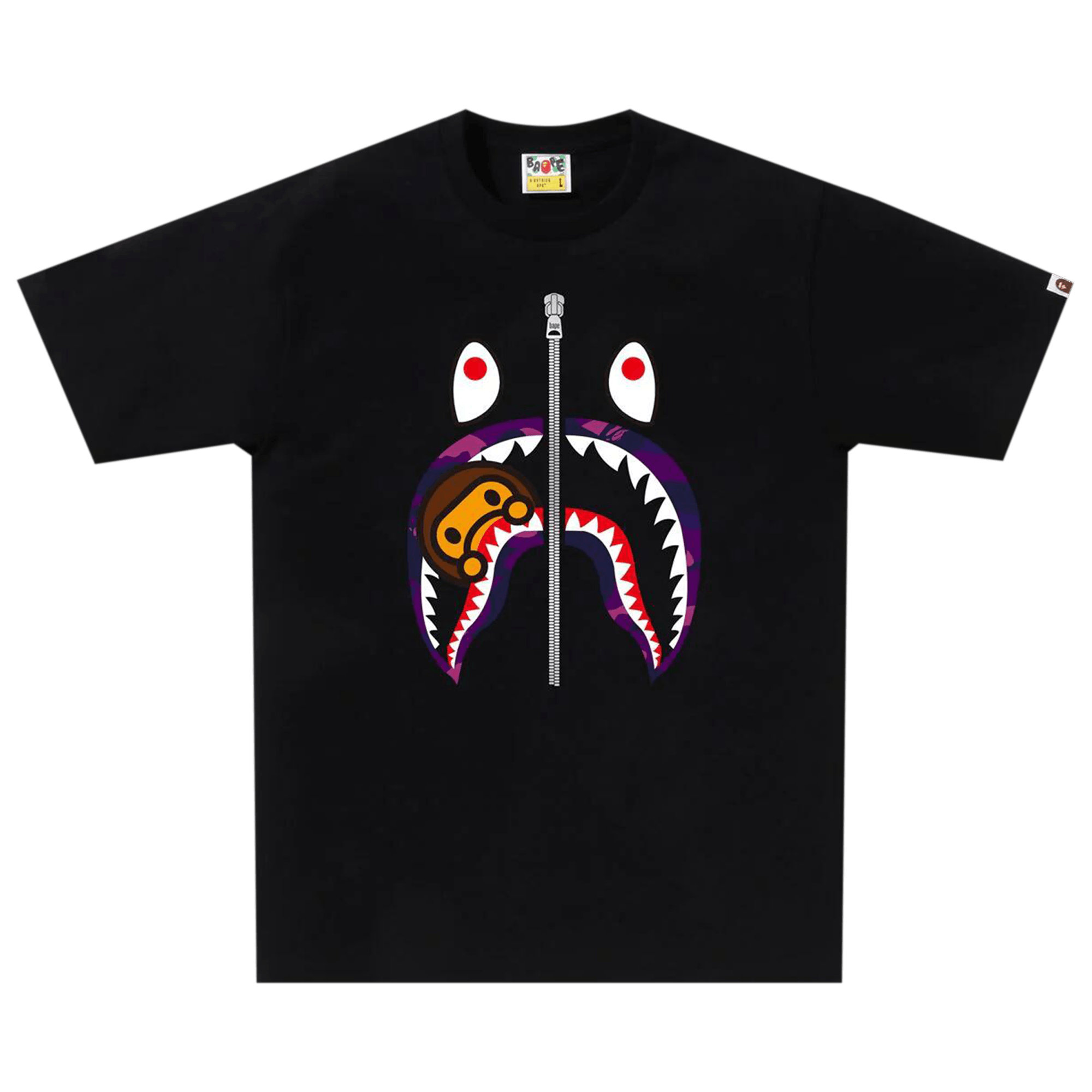 BAPE Color Camo Milo Shark Tee 'Black/Purple'