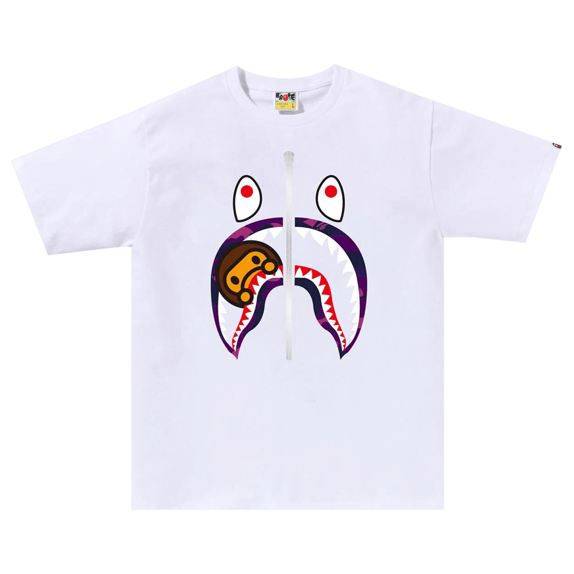 BAPE Color Camo Milo Shark Tee 'White/Purple'