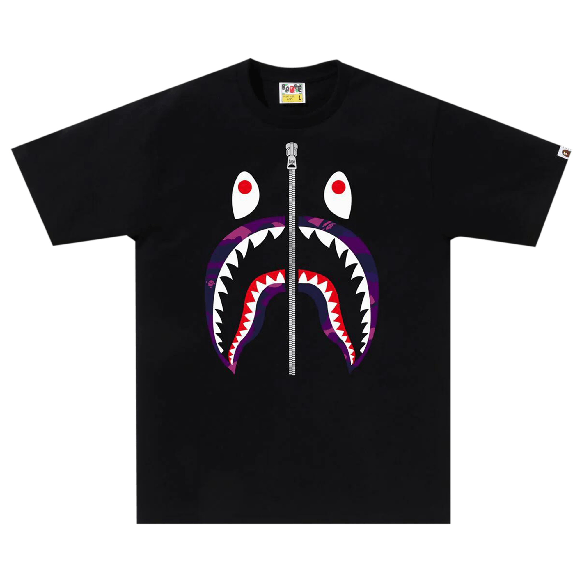 BAPE Color Camo Shark Tee 'Black/Purple'