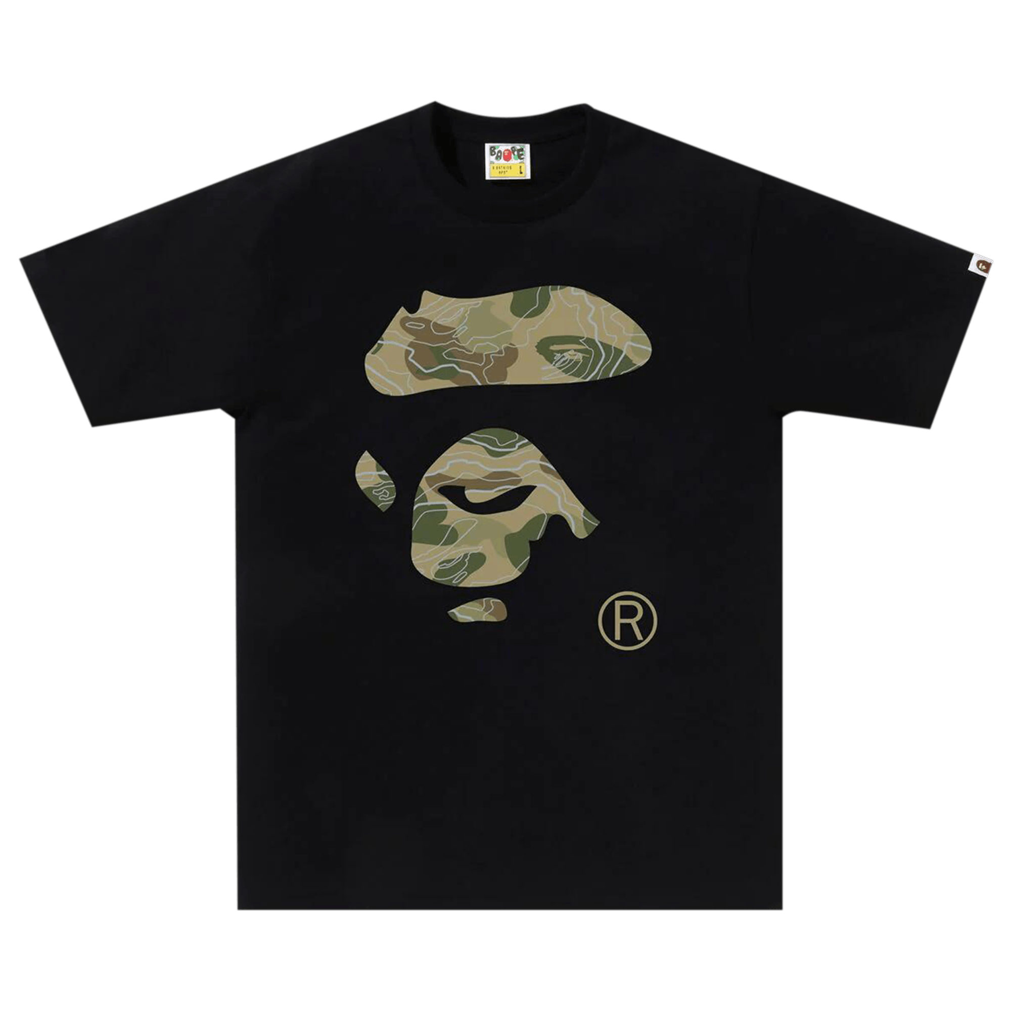 BAPE Layered Line Camo Ape Face Tee 'Black/Beige'