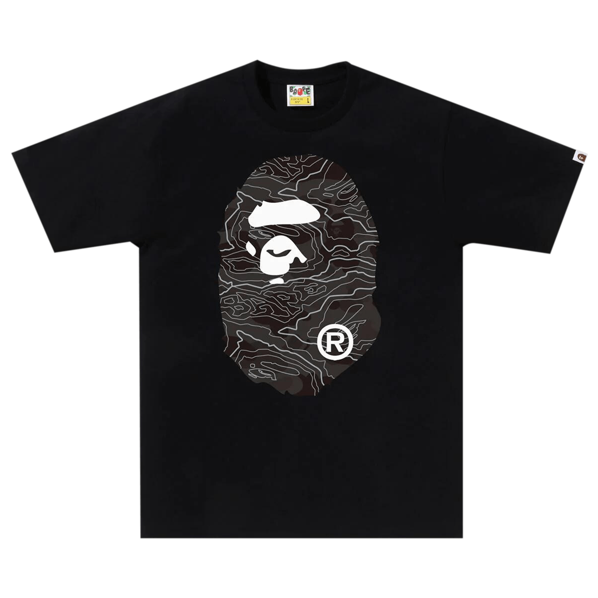 BAPE Layered Line Camo Big Ape Head Tee 'Black/Black'