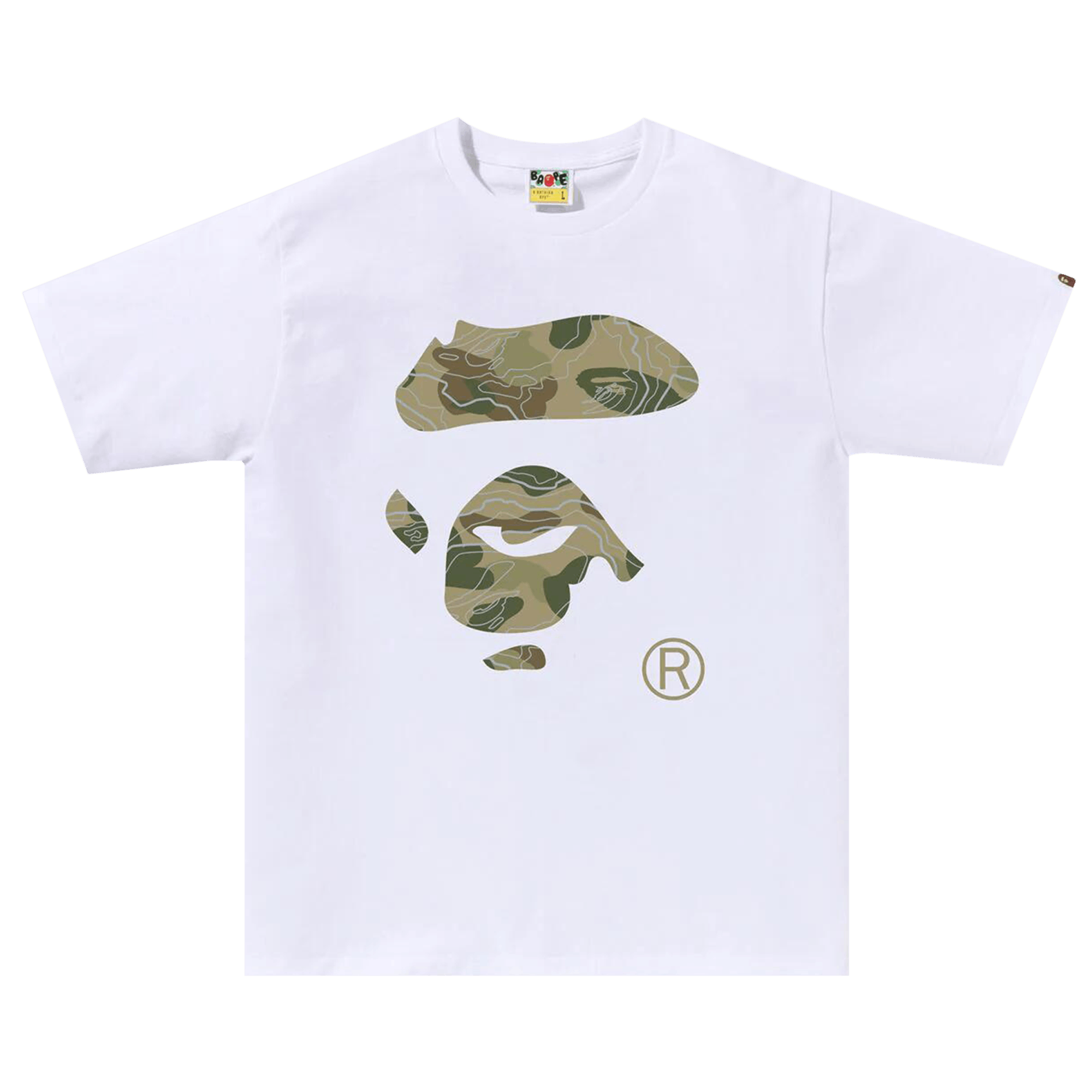 BAPE Layered Line Camo Ape Face Tee 'White/Beige'