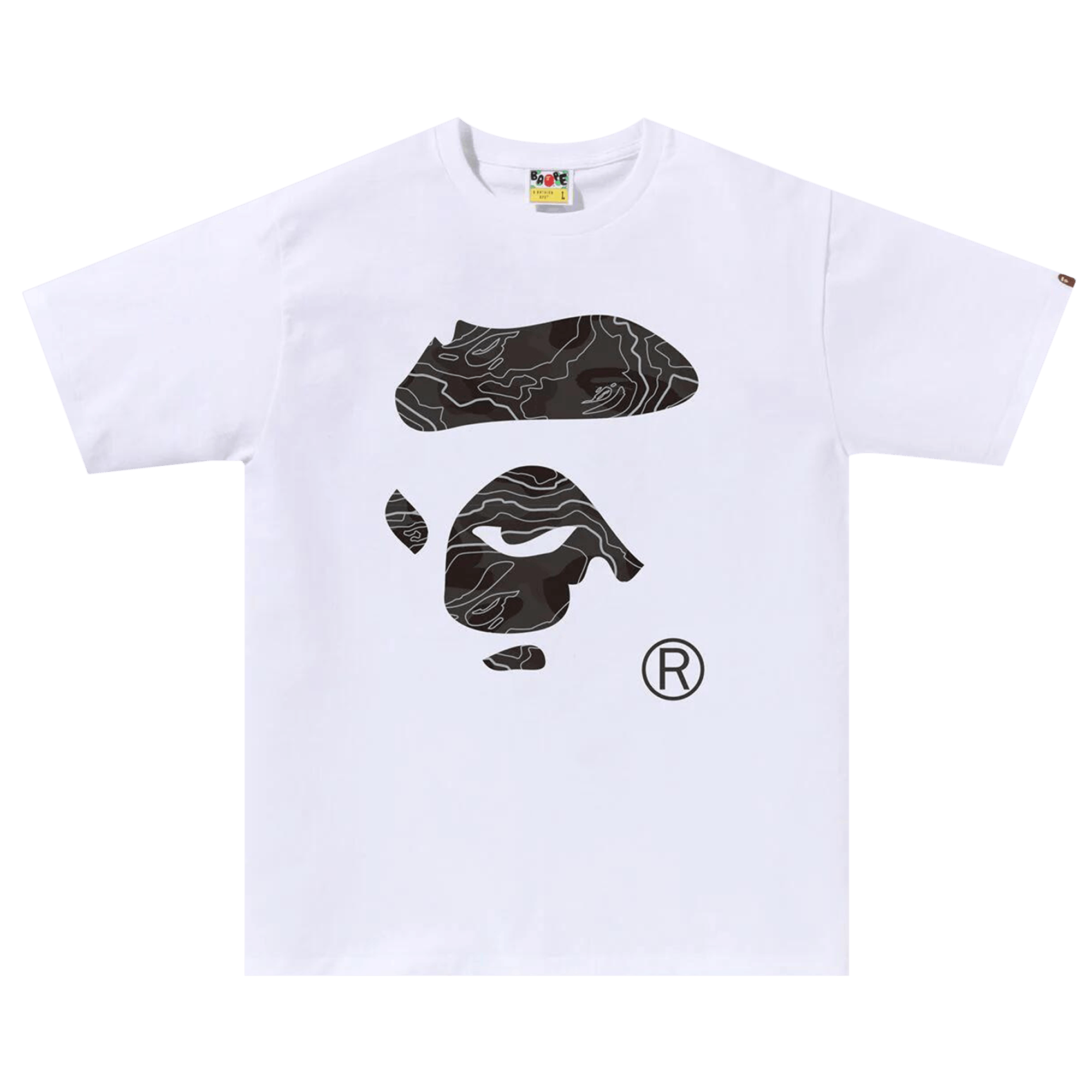 BAPE Layered Line Camo Ape Face Tee 'White/Black'