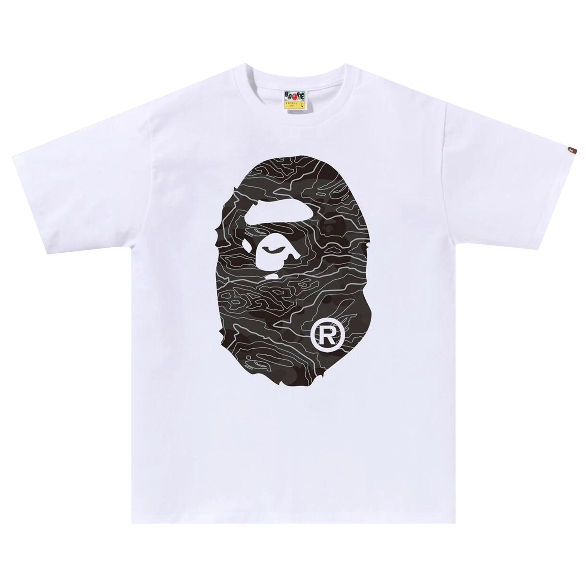 BAPE Layered Line Camo Big Ape Head Tee 'White/Black'