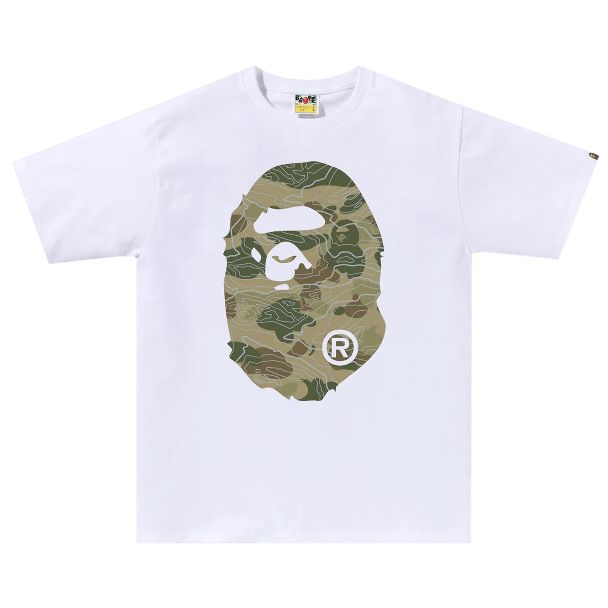 BAPE Layered Line Camo Big Ape Head Tee 'White/Beige'